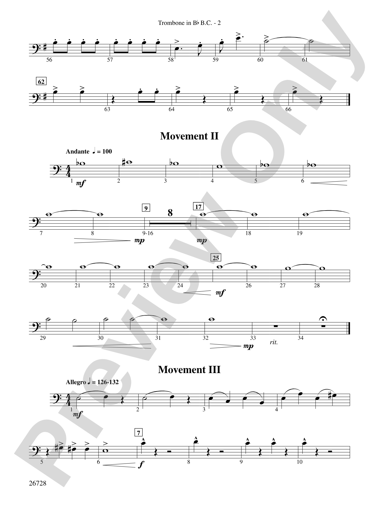 Suite from The New World: (wp) 1st B-flat Trombone B.C.
