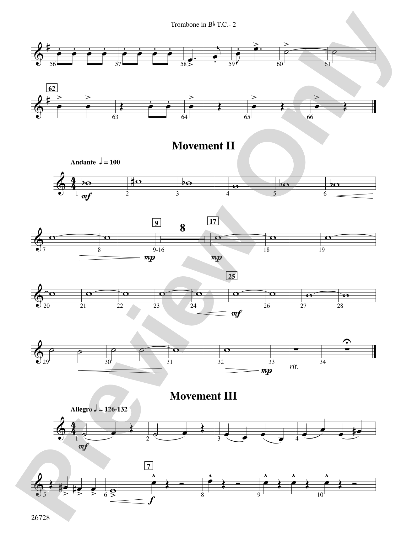 Suite from The New World: (wp) 1st B-flat Trombone T.C.