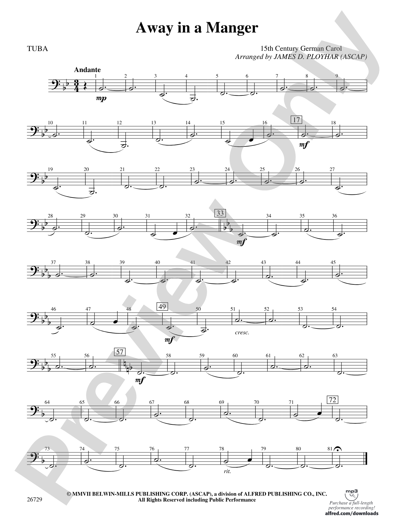 Away in a Manger: Tuba