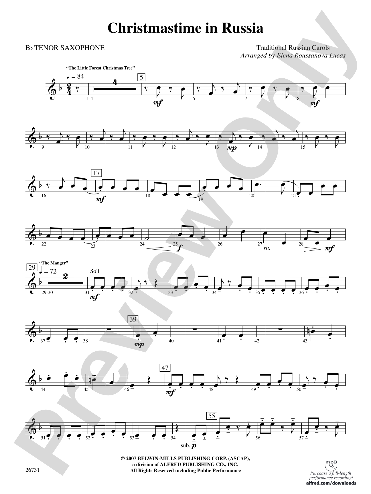 Christmastime in Russia: B-flat Tenor Saxophone