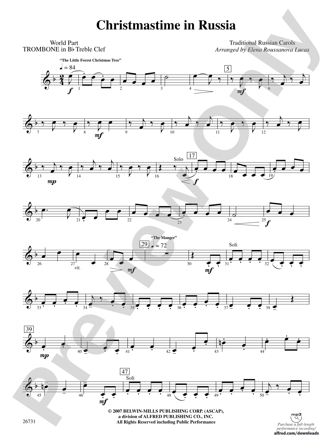 Christmastime in Russia: (wp) 1st B-flat Trombone T.C.