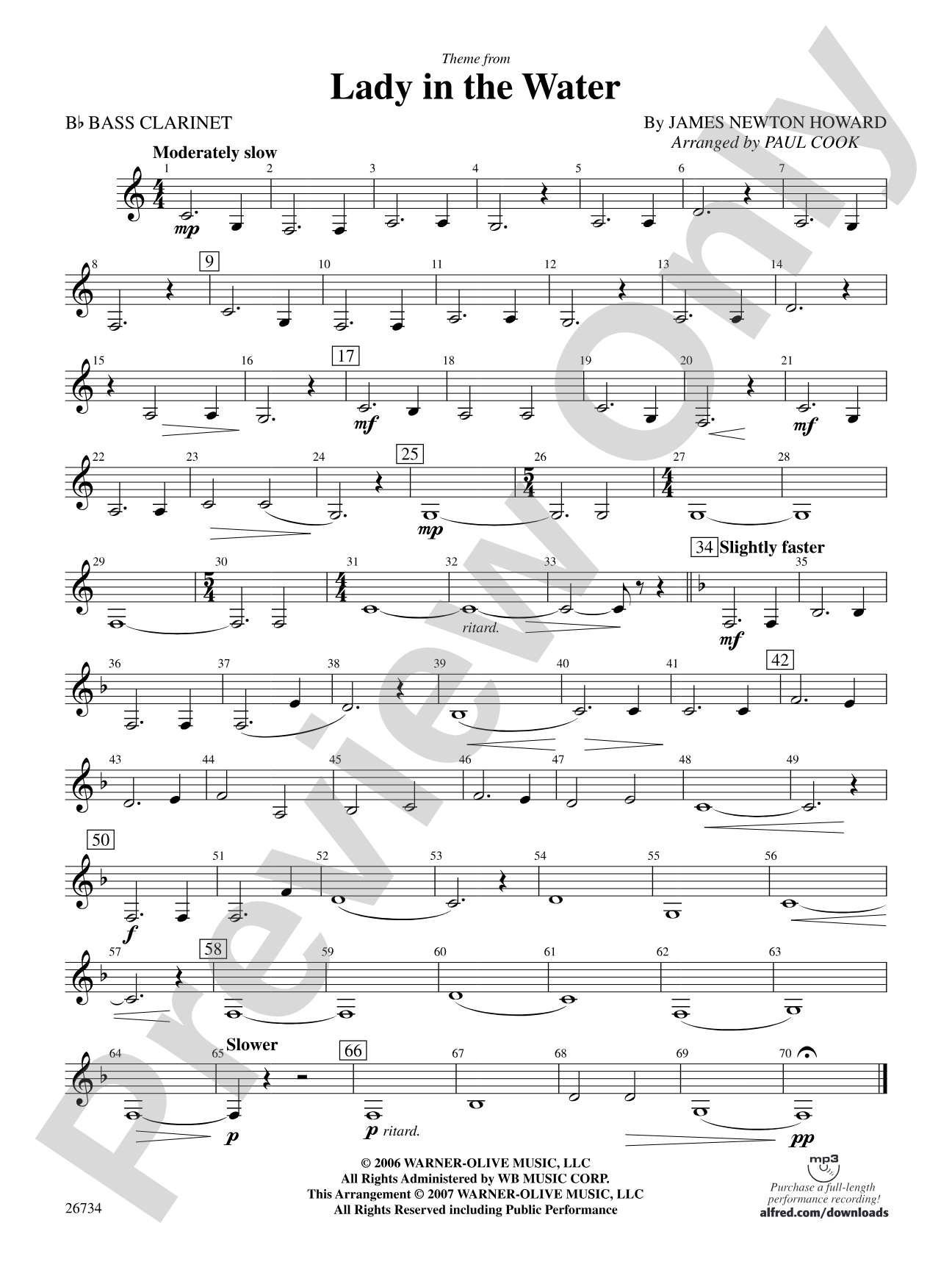 Lady in the Water: B-flat Bass Clarinet