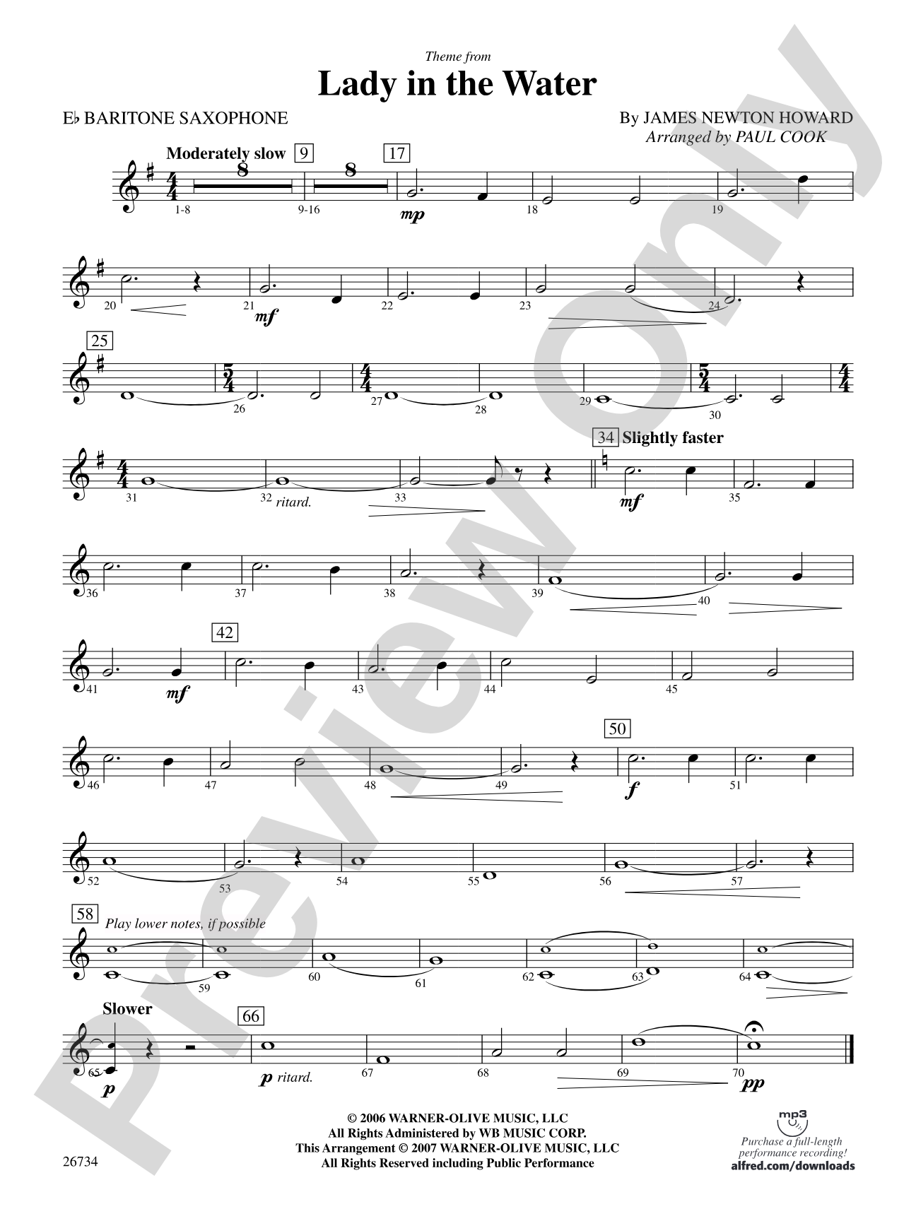 Lady in the Water: E-flat Baritone Saxophone