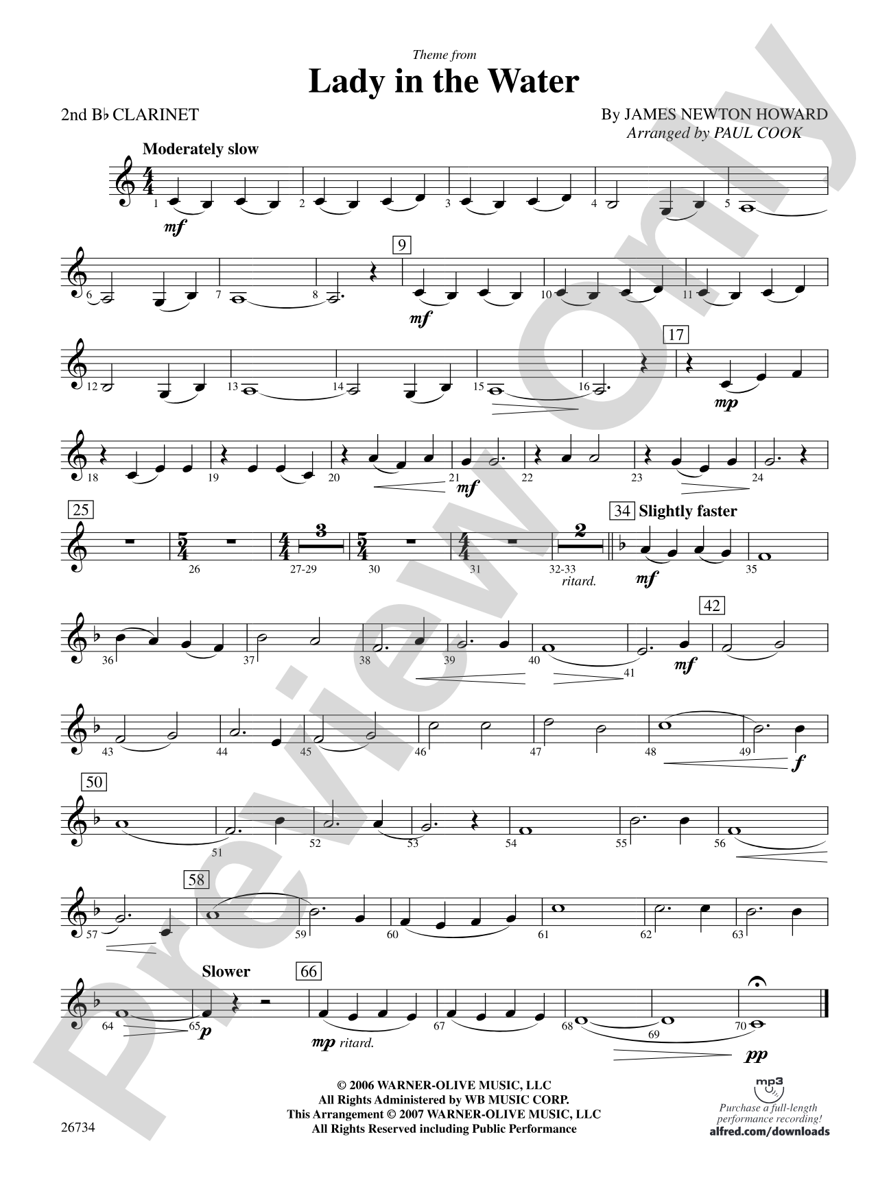 Lady in the Water: 2nd B-flat Clarinet