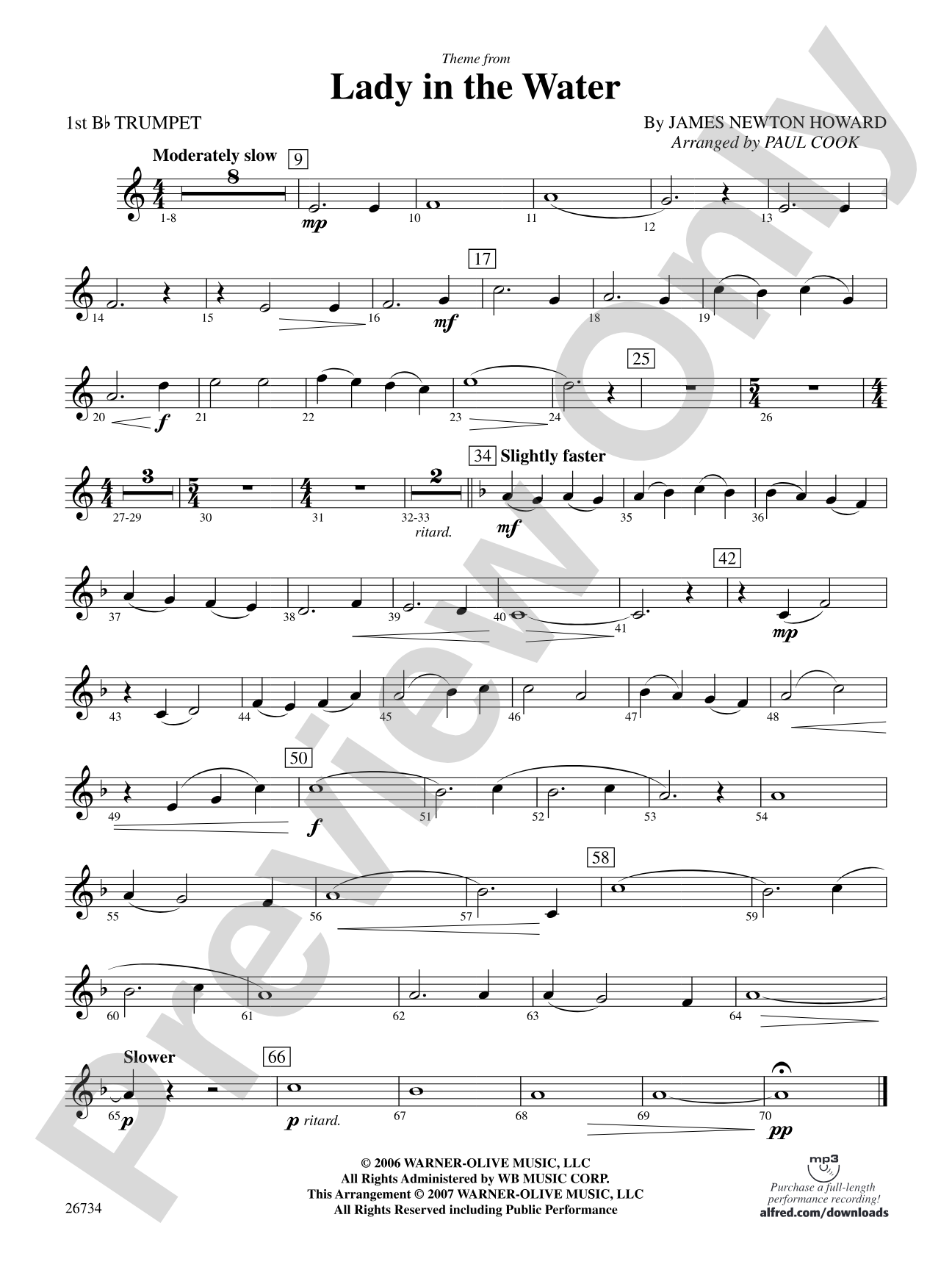 Lady in the Water: 1st B-flat Trumpet