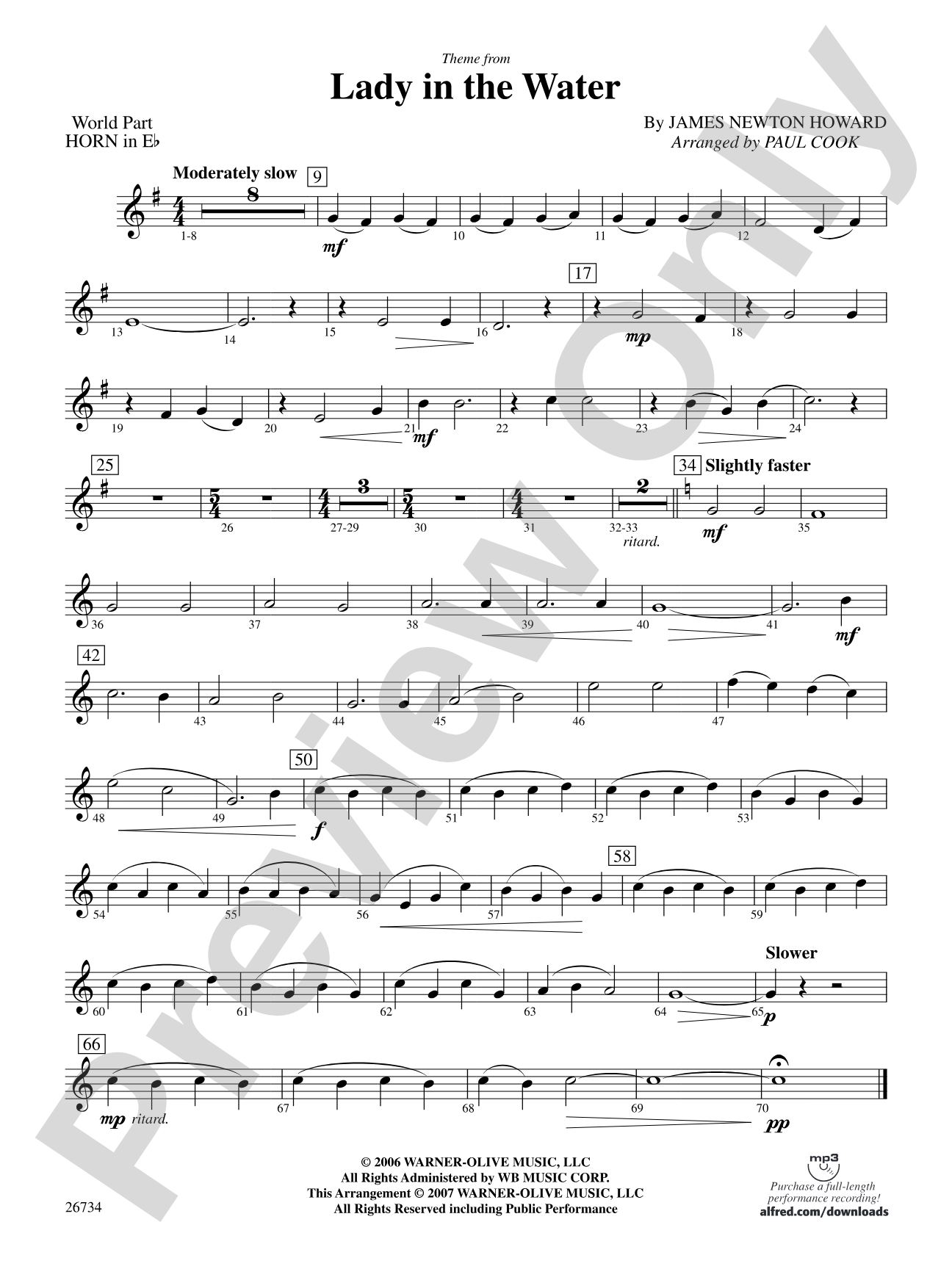 Lady in the Water: (wp) 1st Horn in E-flat