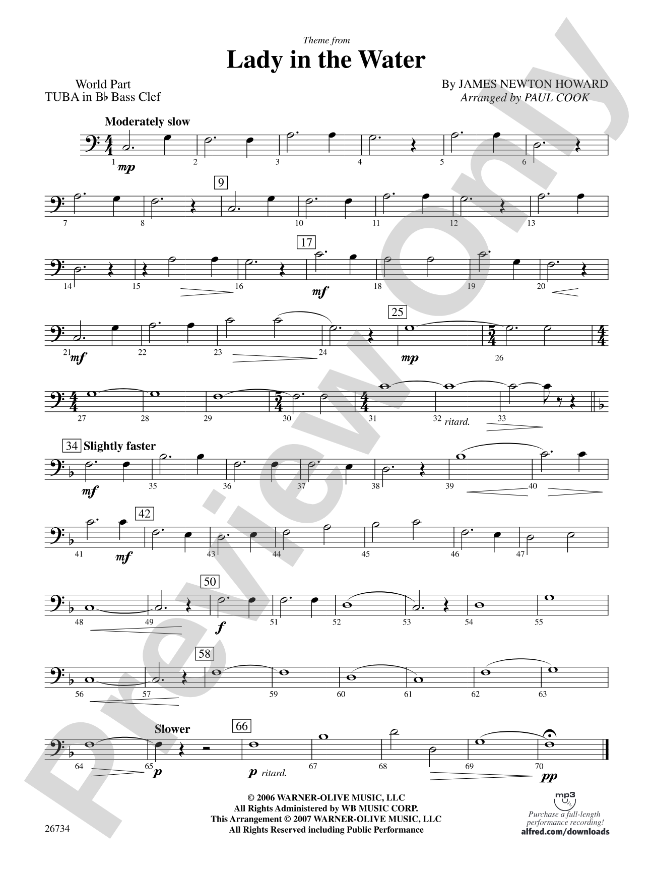 Lady in the Water: (wp) B-flat Tuba B.C.