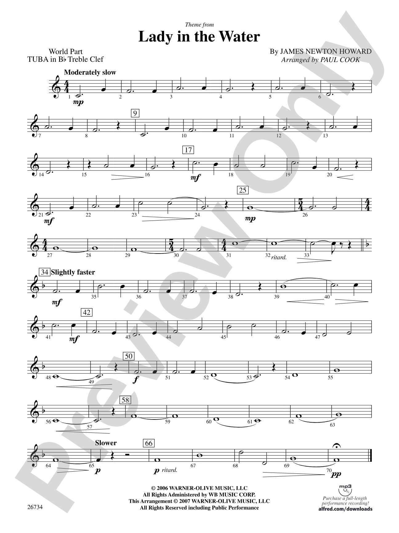 Lady in the Water: (wp) B-flat Tuba T.C.