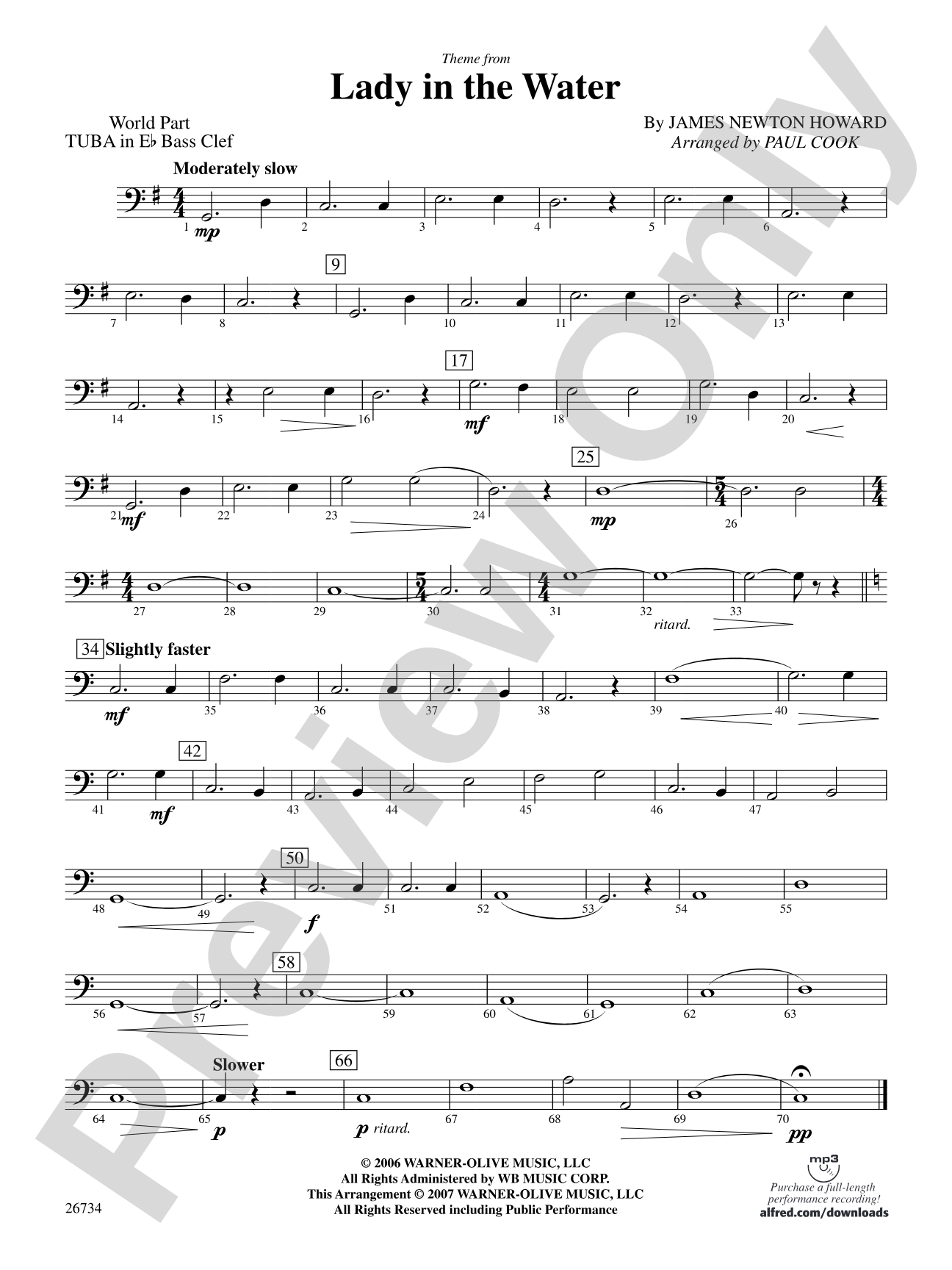 Lady in the Water: (wp) E-flat Tuba B.C.