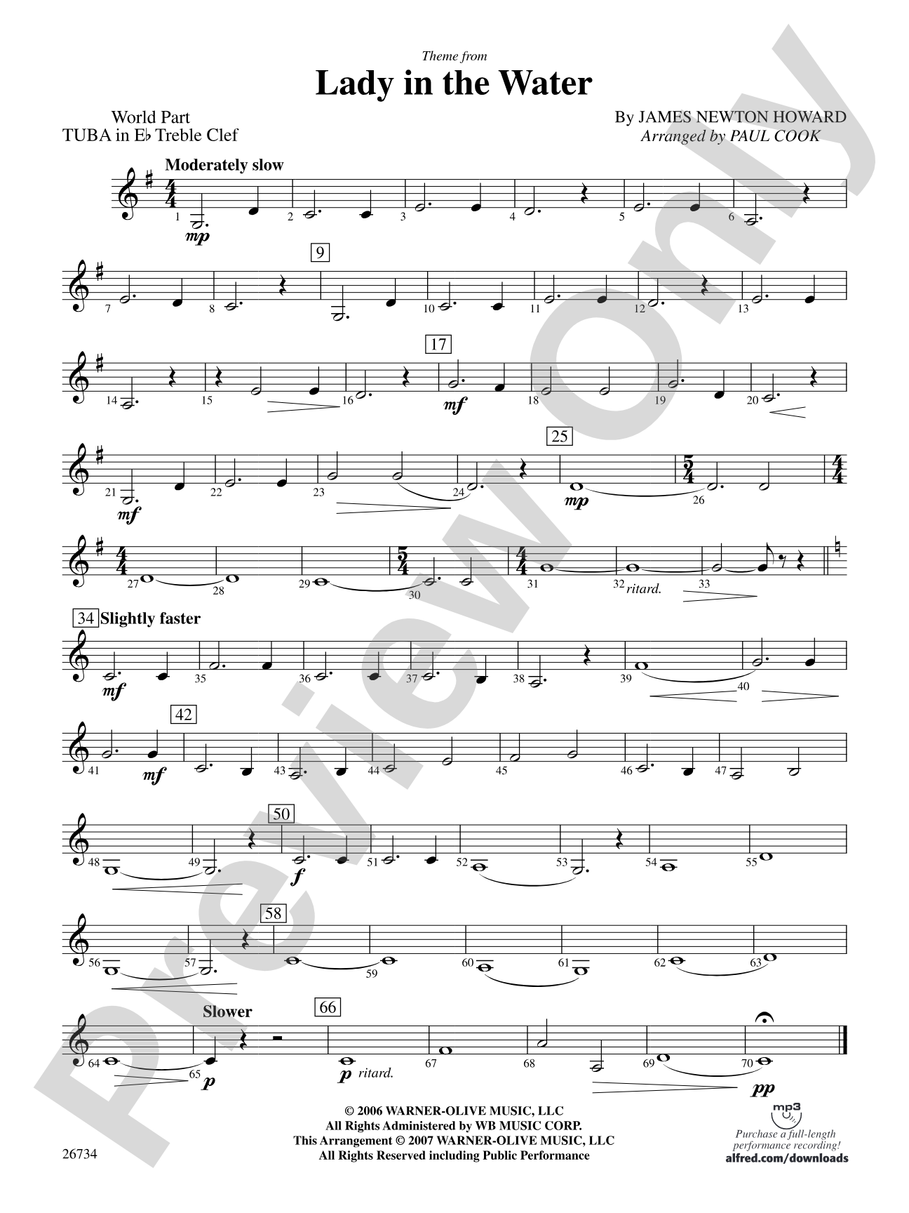 Lady in the Water: (wp) E-flat Tuba T.C.