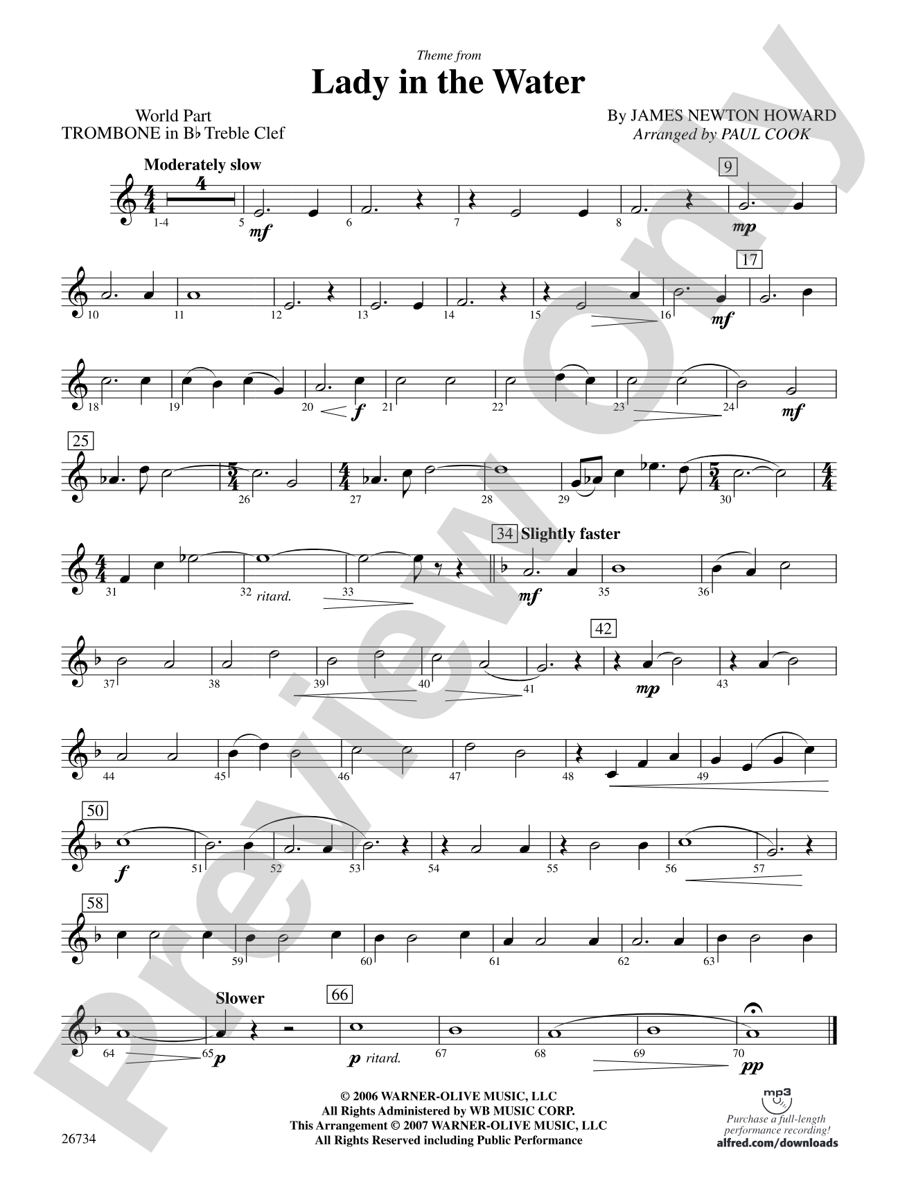 Lady in the Water: (wp) 1st B-flat Trombone T.C.