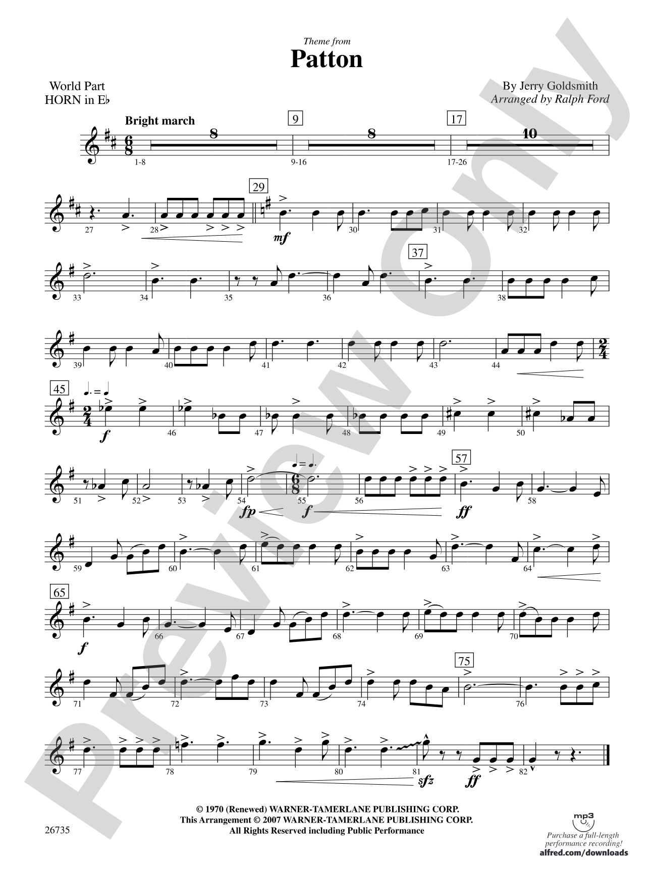 Patton: (wp) 1st Horn in E-flat