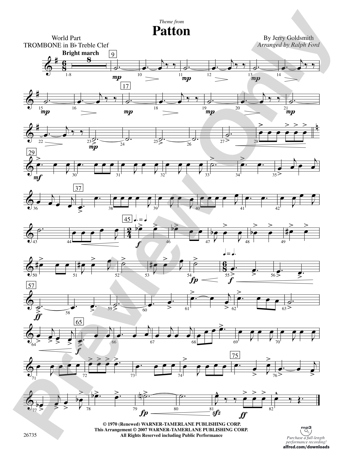 Patton: (wp) 1st B-flat Trombone T.C.