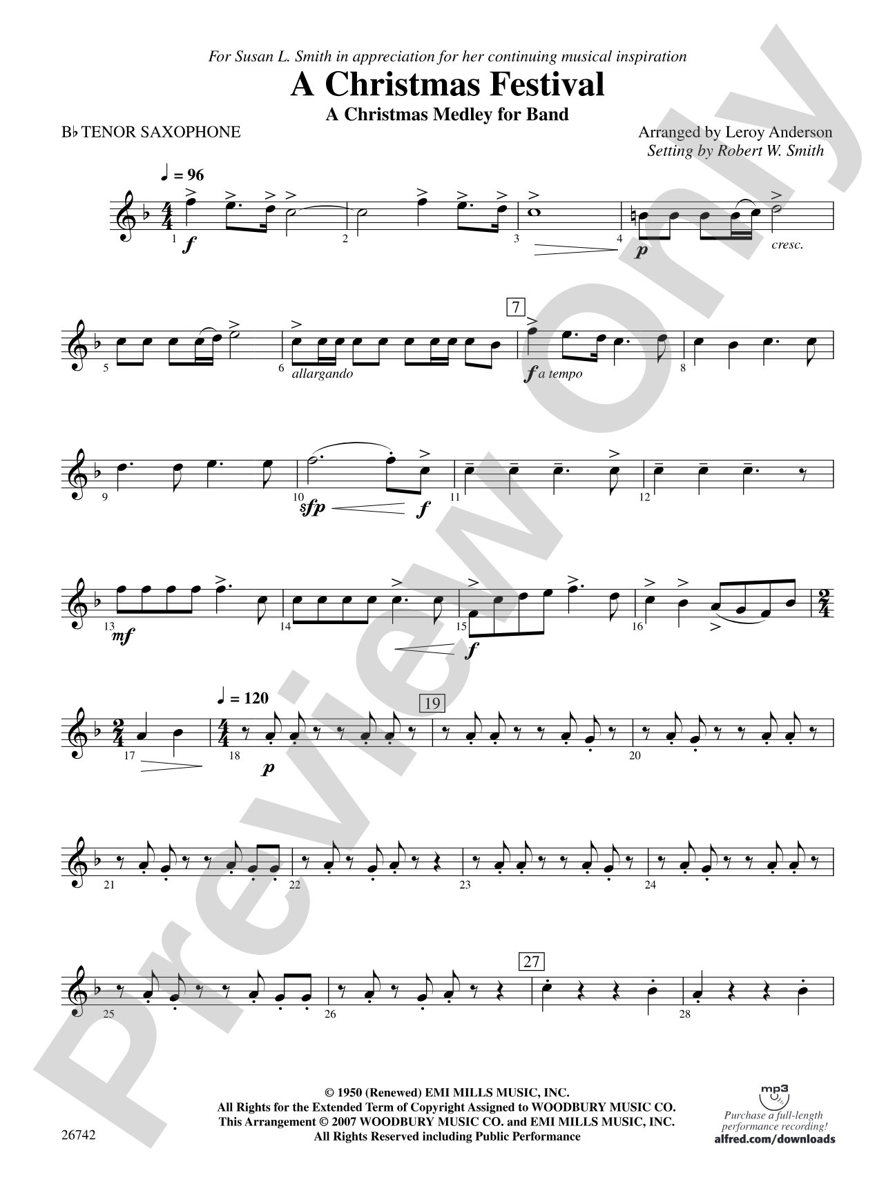 A Christmas Festival: B-flat Tenor Saxophone