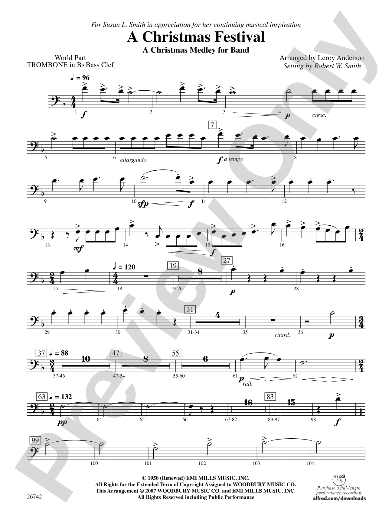 A Christmas Festival: (wp) 1st B-flat Trombone B.C.