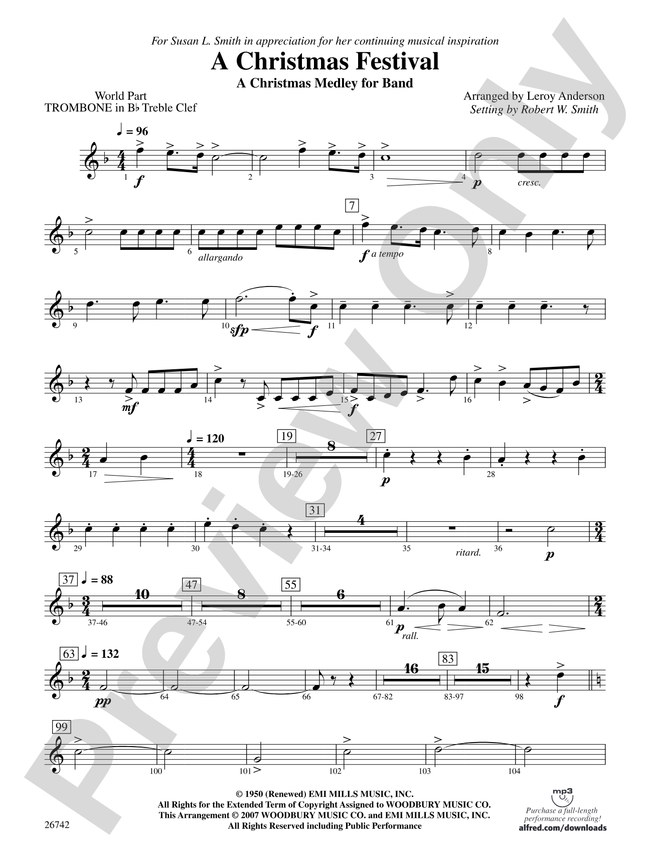 A Christmas Festival: (wp) 1st B-flat Trombone T.C.