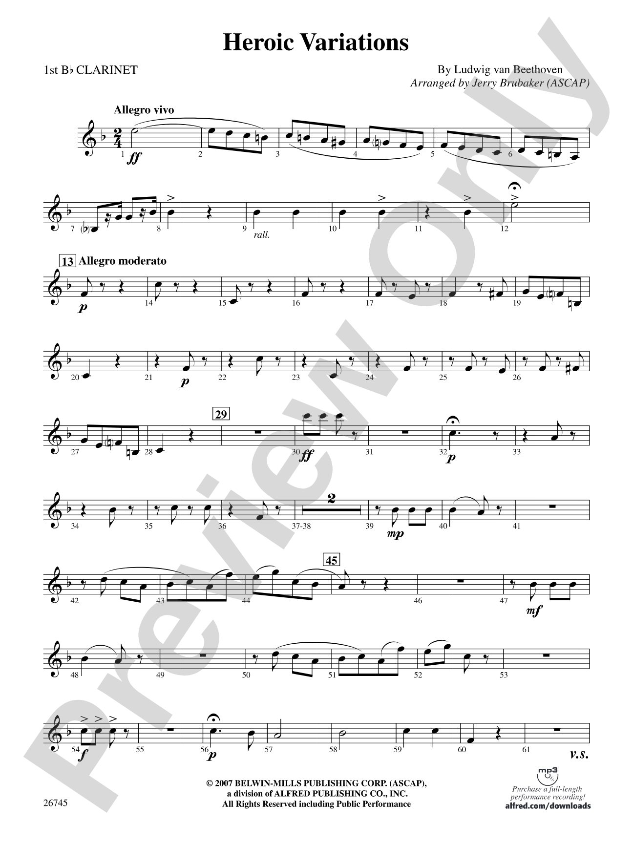 Heroic Variations: 1st B-flat Clarinet