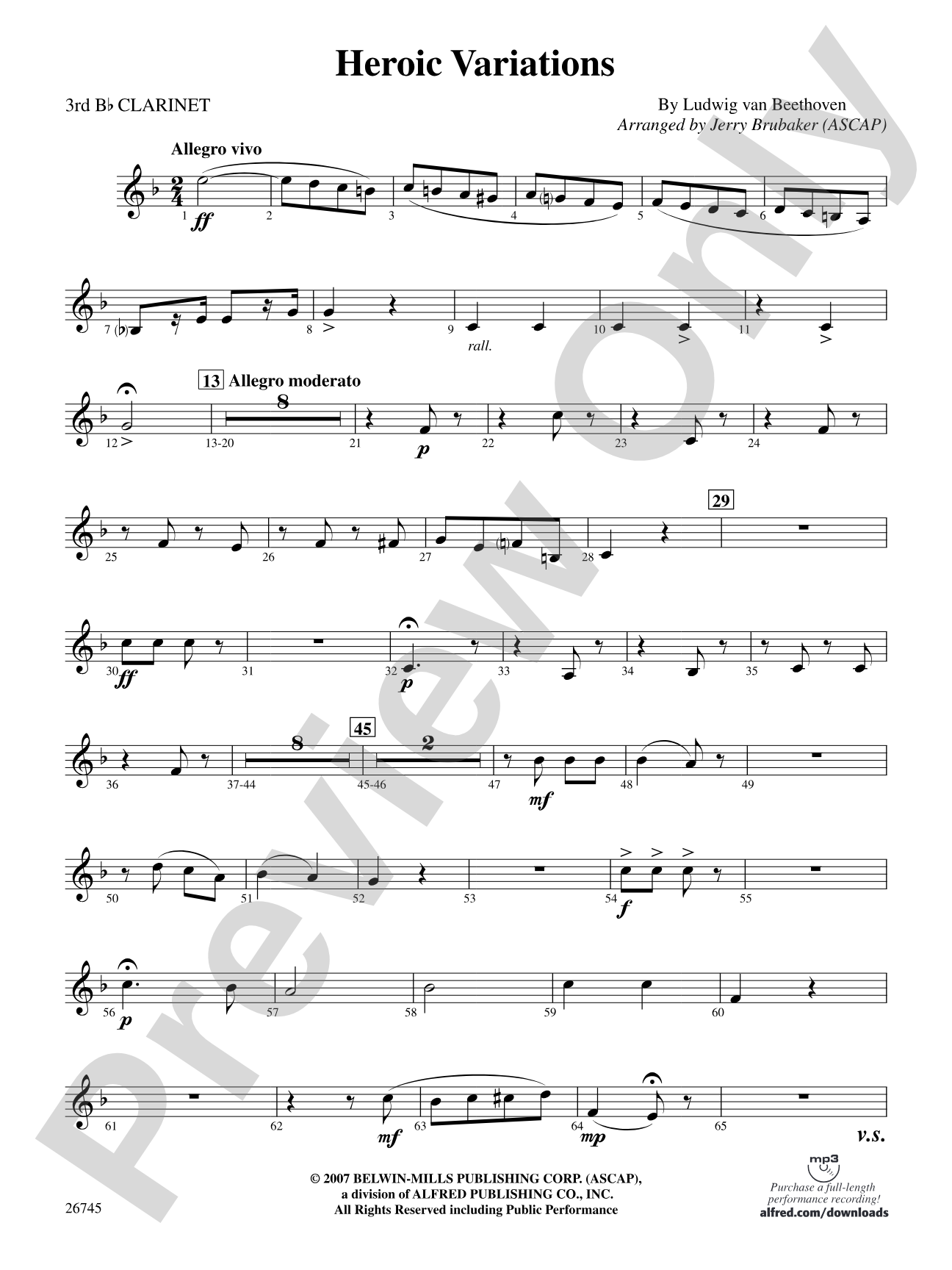 Heroic Variations: 3rd B-flat Clarinet