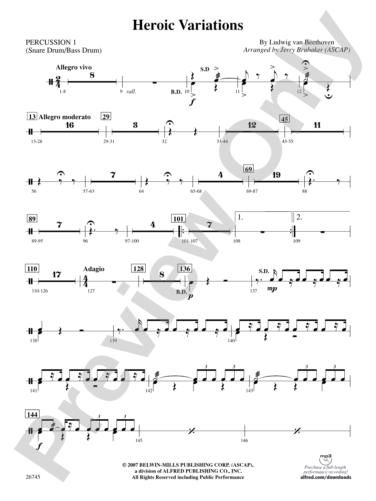 Heroic Variations: 1st Percussion