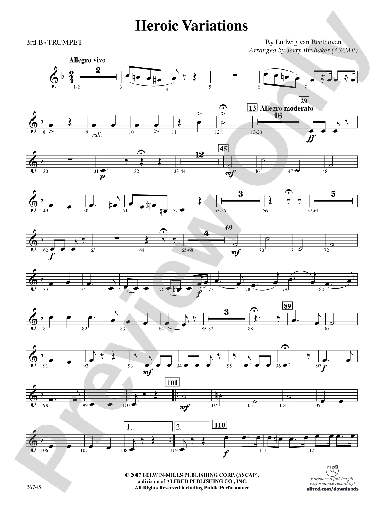 Heroic Variations: 3rd B-flat Trumpet