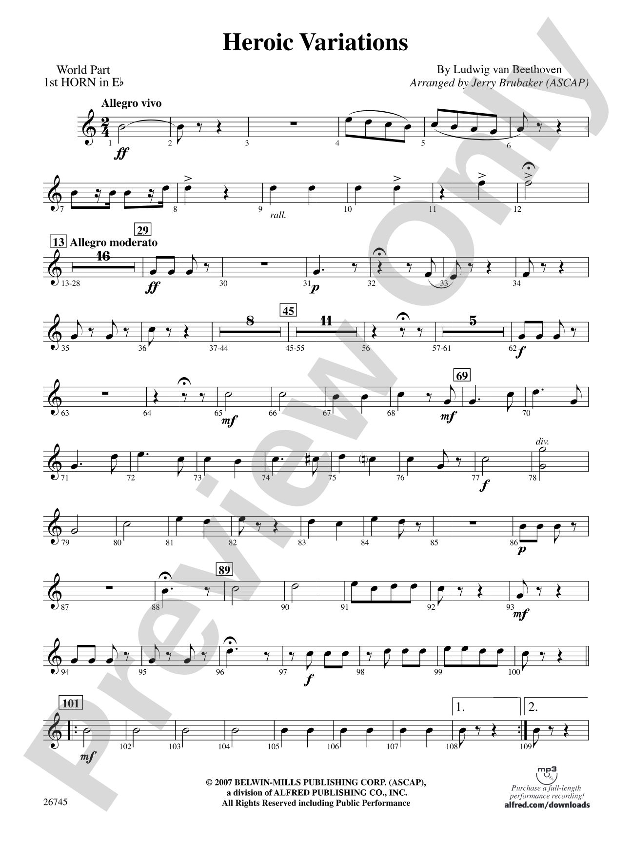 Heroic Variations: (wp) 1st Horn in E-flat