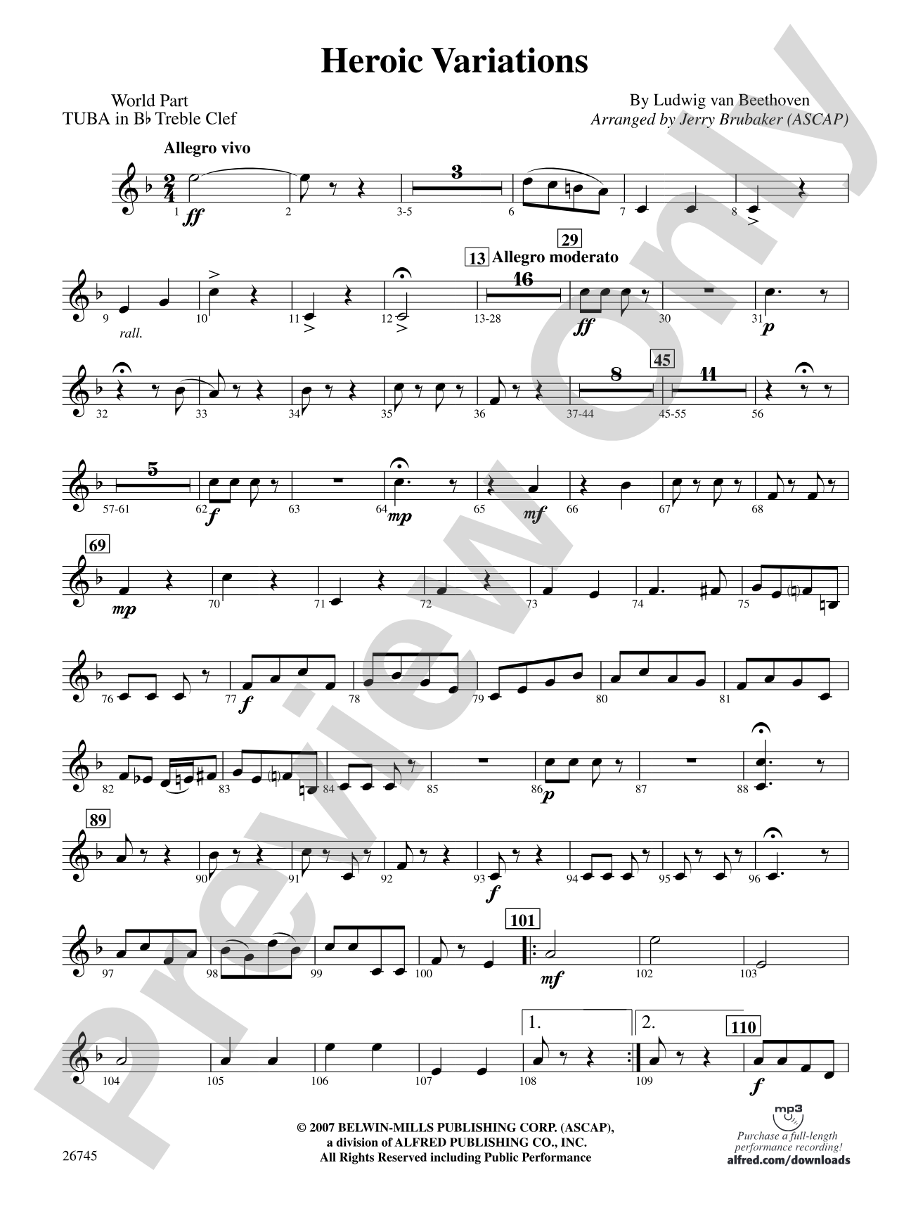 Heroic Variations: (wp) B-flat Tuba T.C.