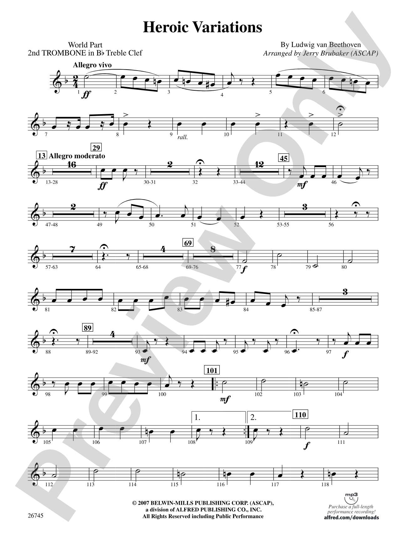 Heroic Variations: (wp) 2nd B-flat Trombone T.C.