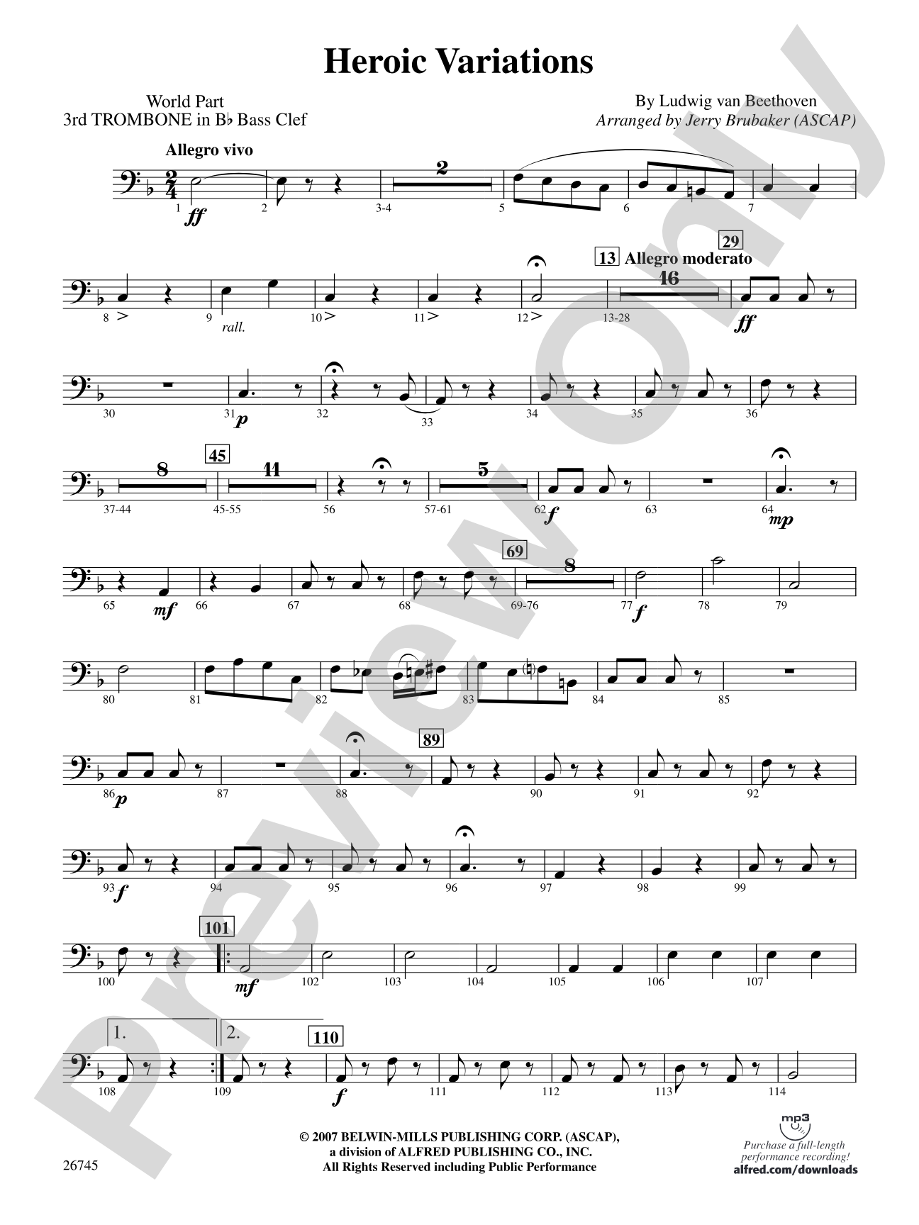 Heroic Variations: (wp) 3rd B-flat Trombone B.C.