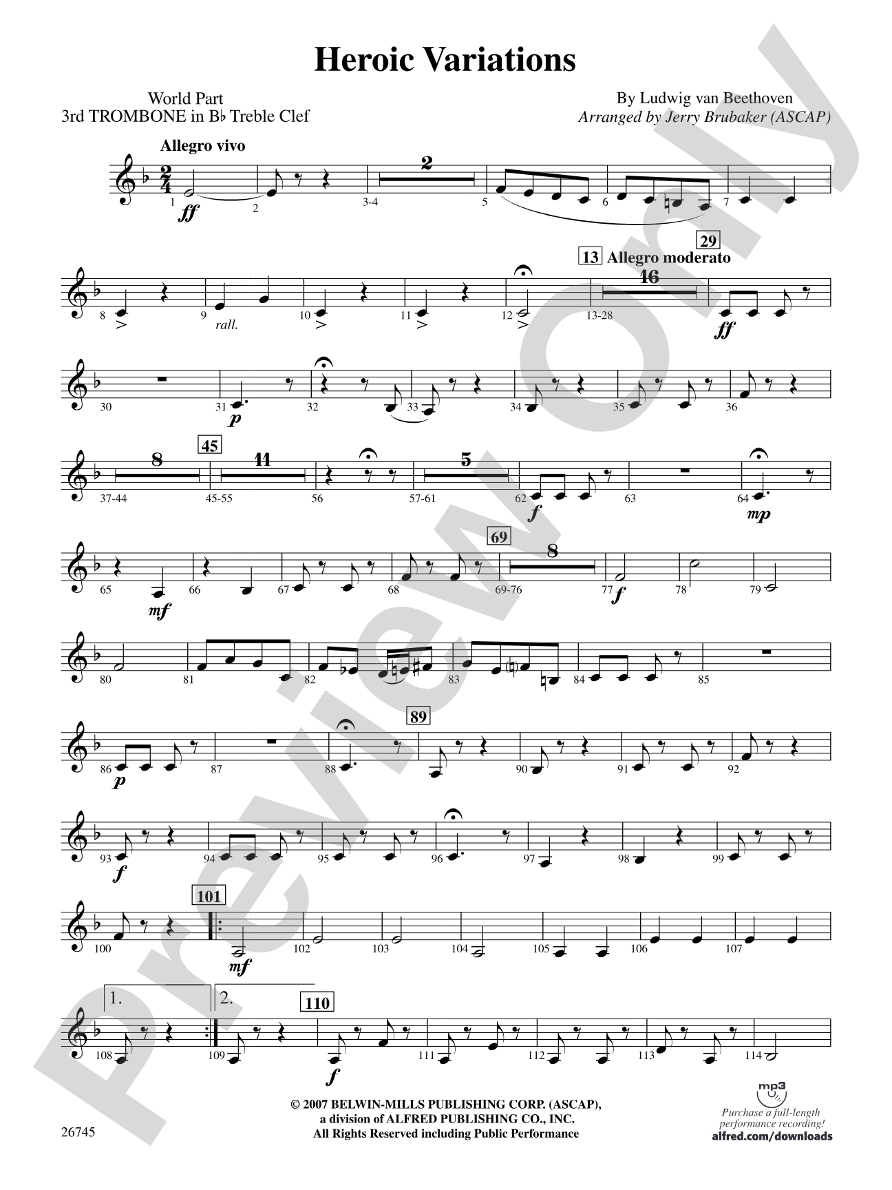 Heroic Variations: (wp) 3rd B-flat Trombone T.C.
