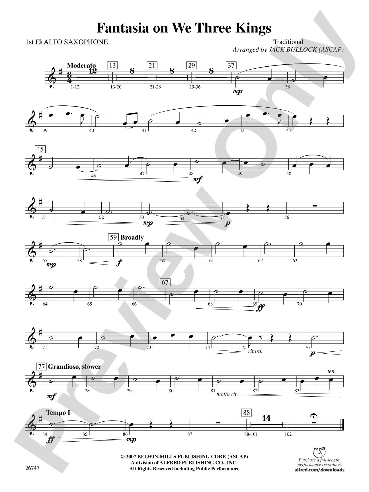 Fantasia on We Three Kings: E-flat Alto Saxophone