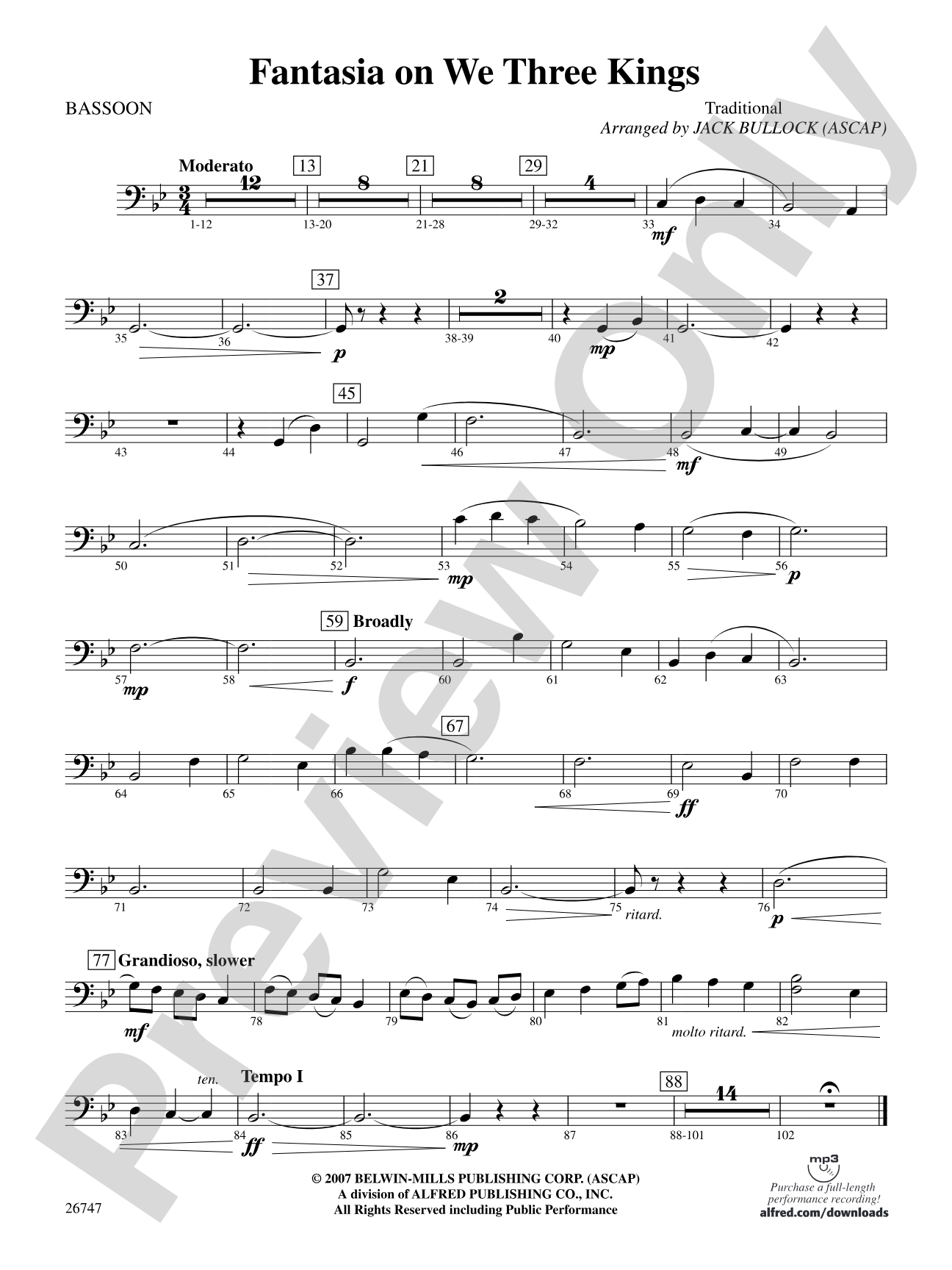 Fantasia on We Three Kings: Bassoon