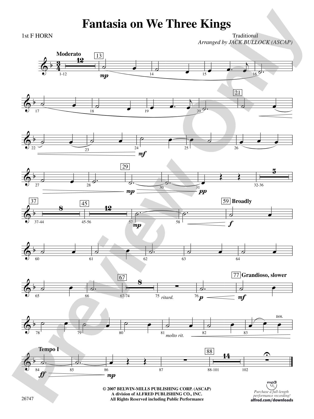 Fantasia on We Three Kings: 1st F Horn