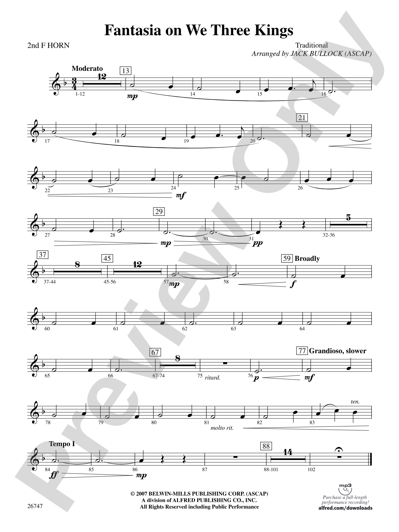Fantasia on We Three Kings: 2nd F Horn