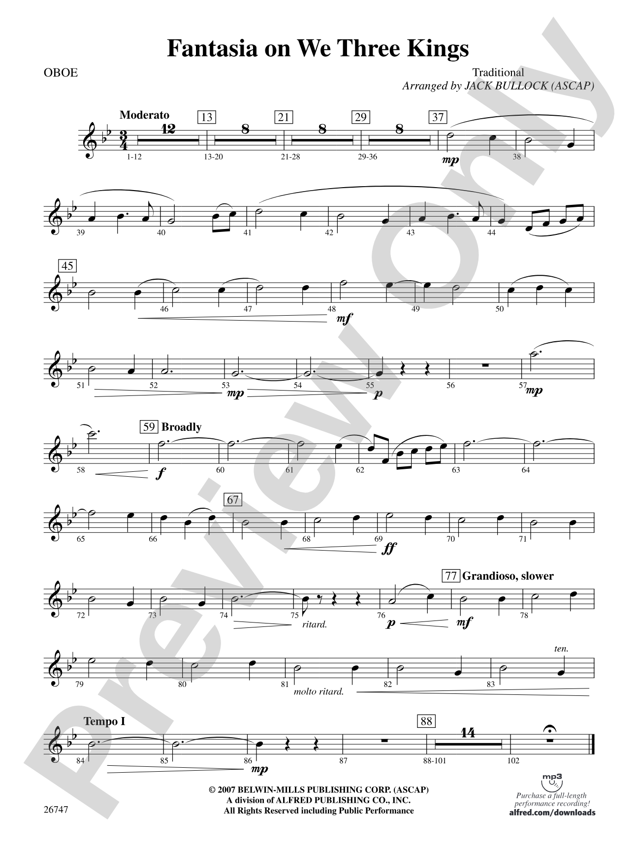 Fantasia on We Three Kings: Oboe