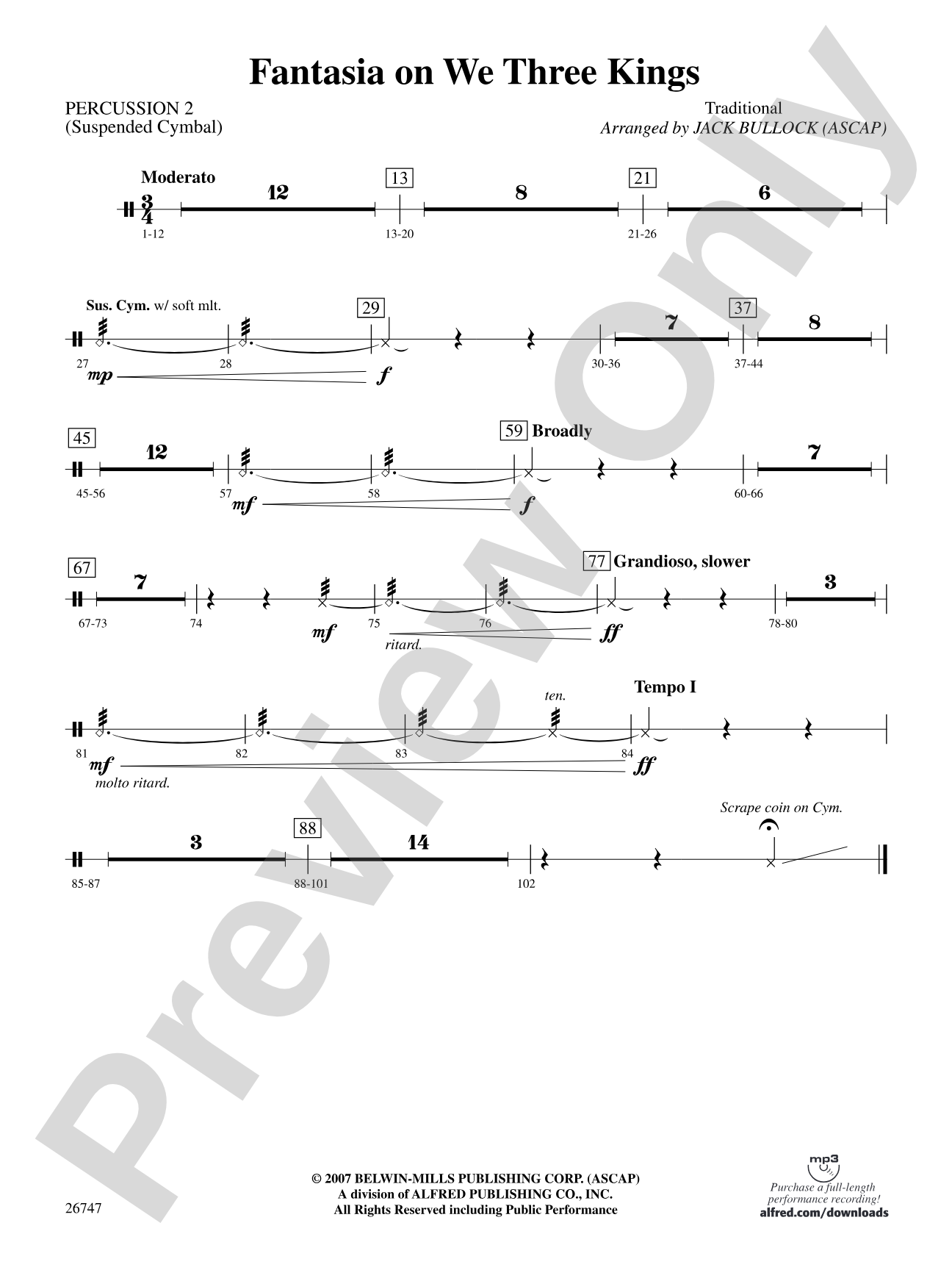 Fantasia on We Three Kings: 2nd Percussion