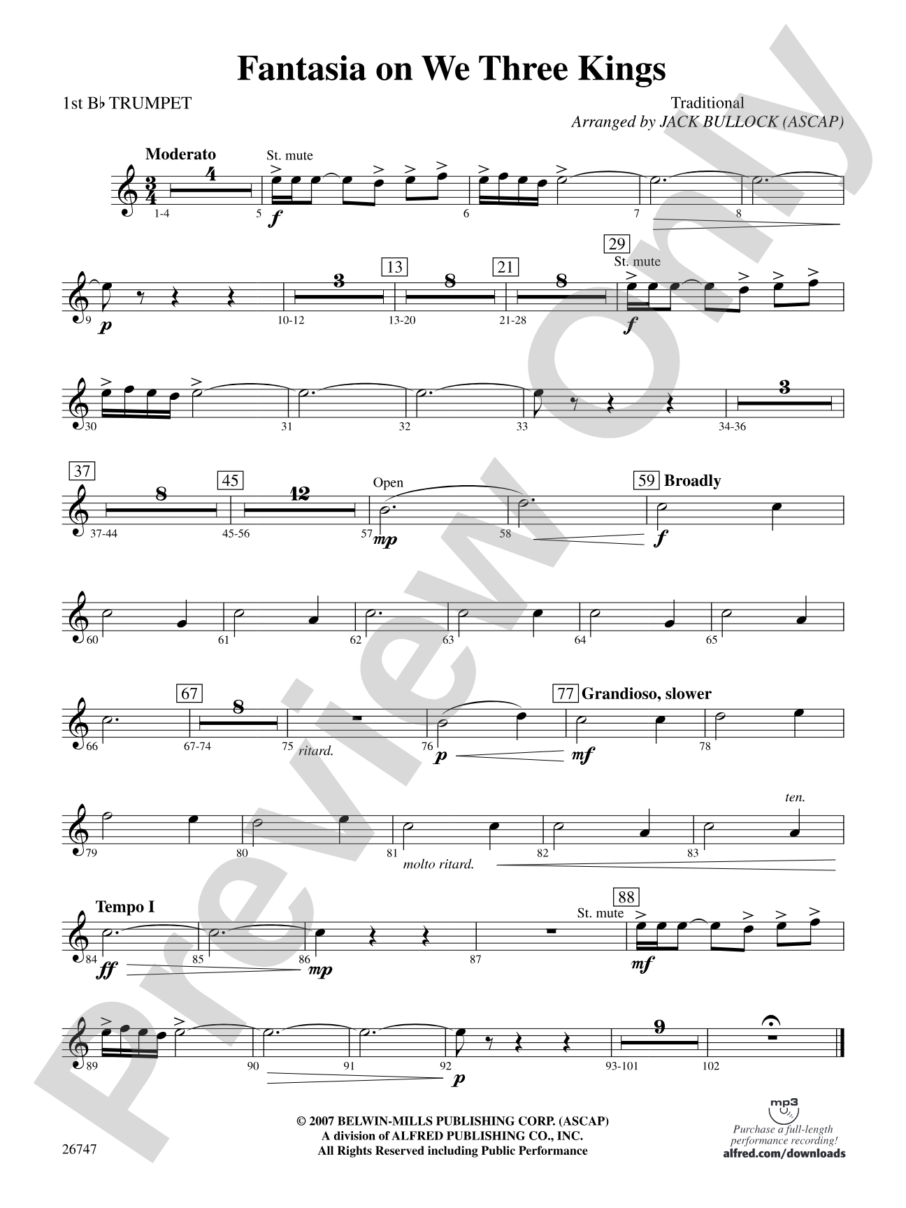 Fantasia on We Three Kings: 1st B-flat Trumpet