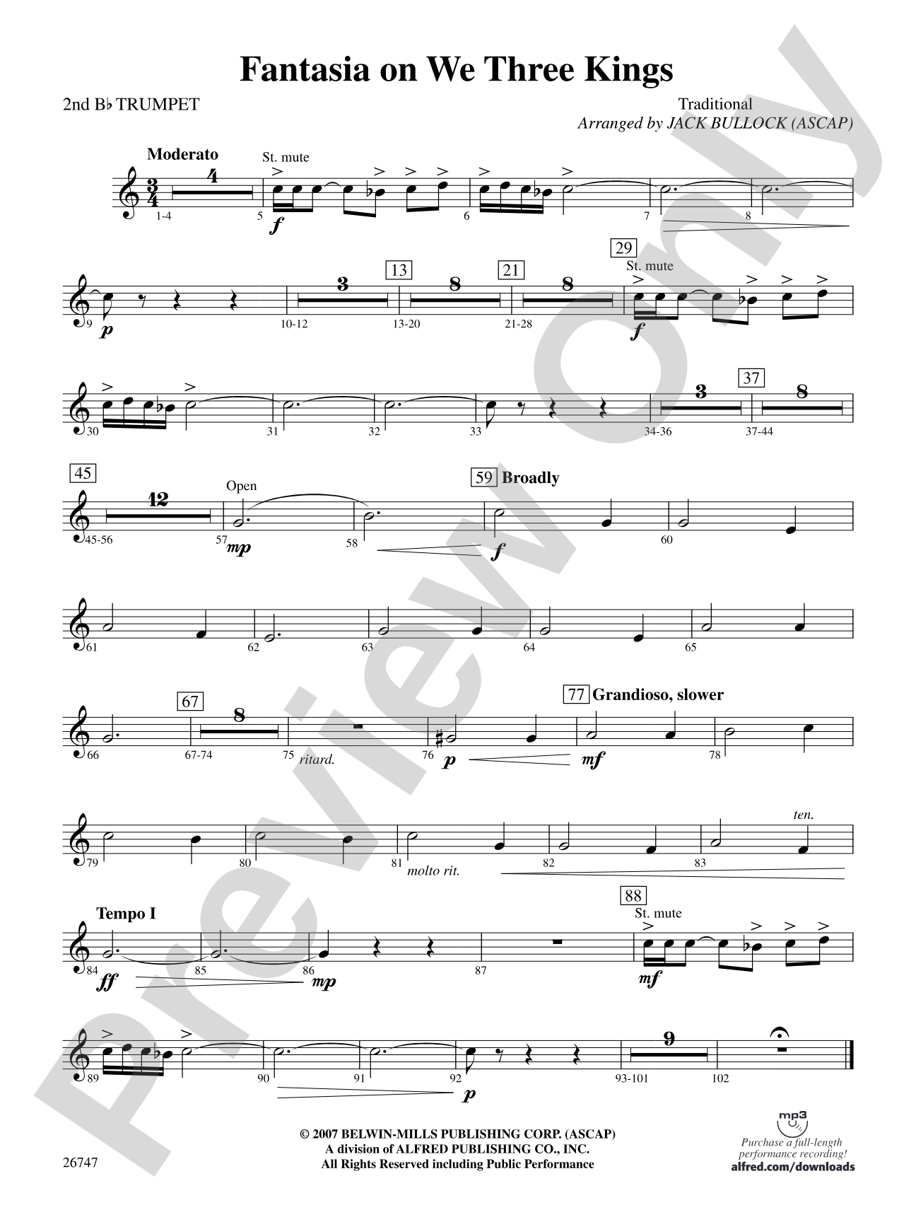 Fantasia on We Three Kings: 2nd B-flat Trumpet