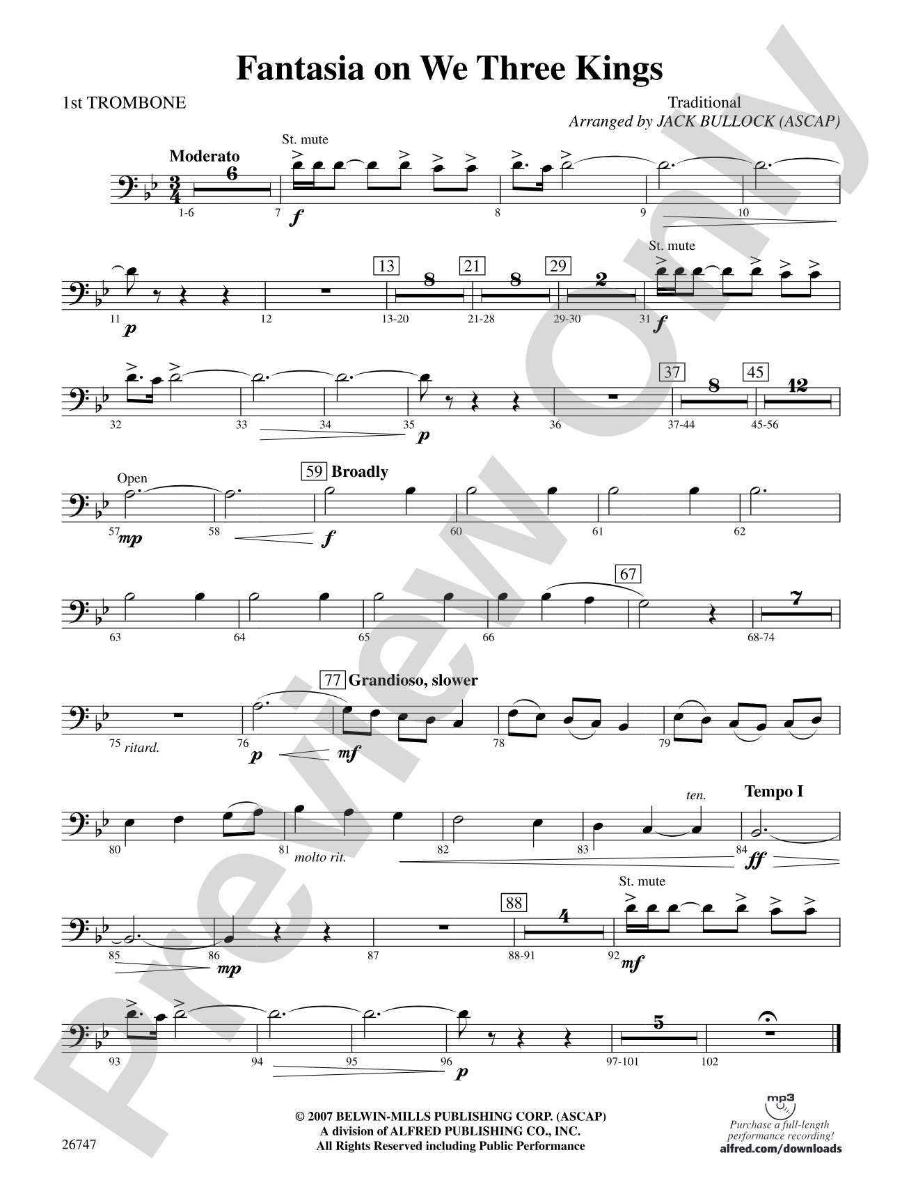 Fantasia on We Three Kings: 1st Trombone