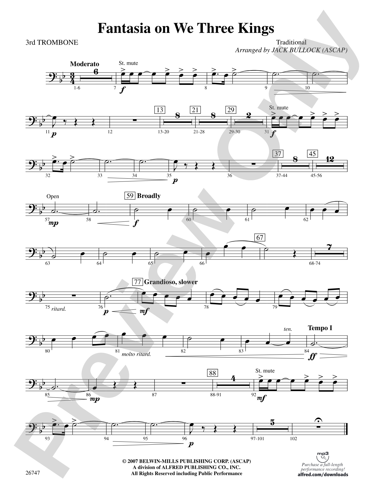Fantasia on We Three Kings: 3rd Trombone