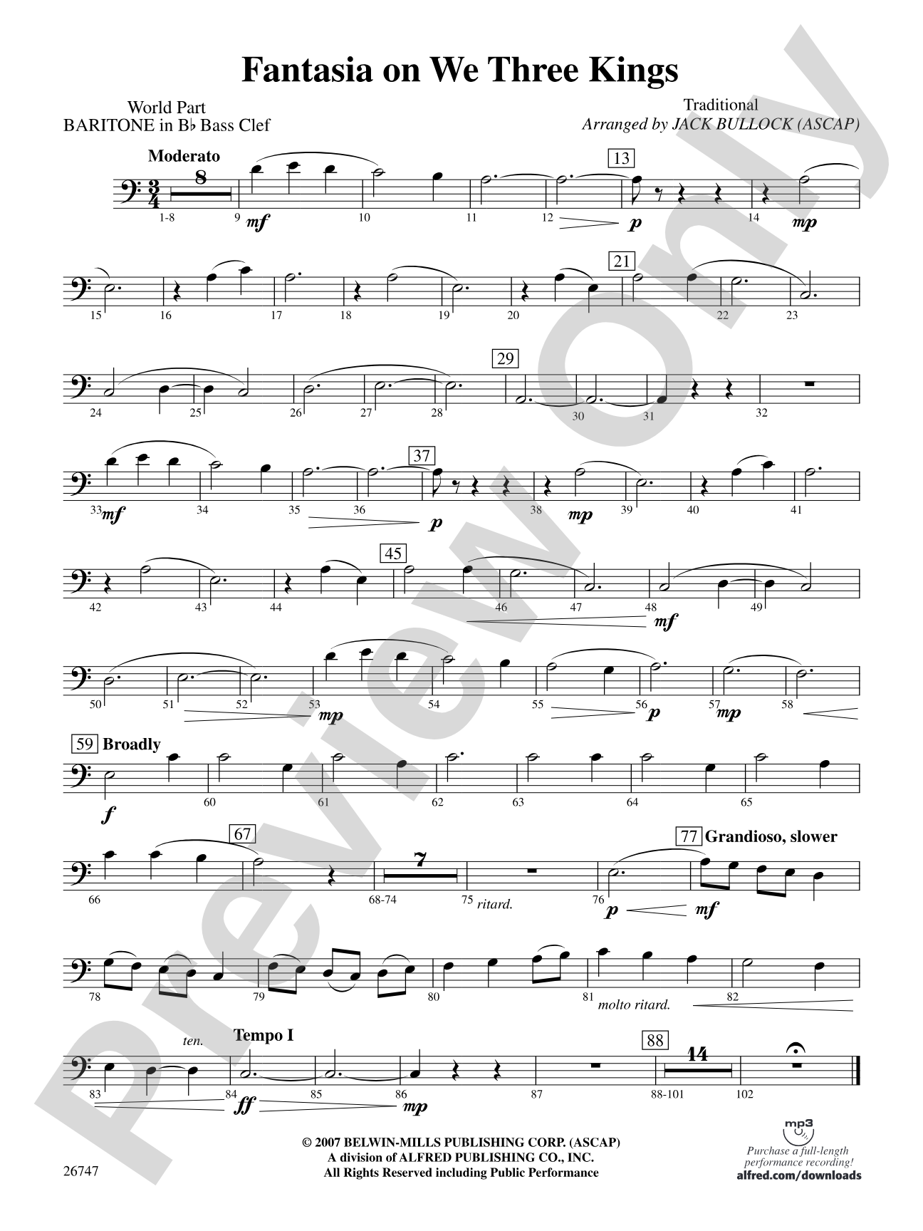 Fantasia on We Three Kings: (wp) B-flat Baritone B.C.