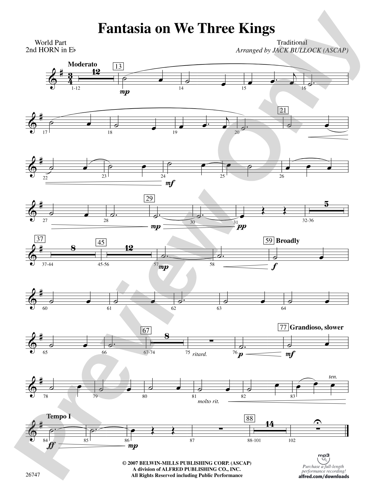 Fantasia on We Three Kings: (wp) 2nd Horn in E-flat