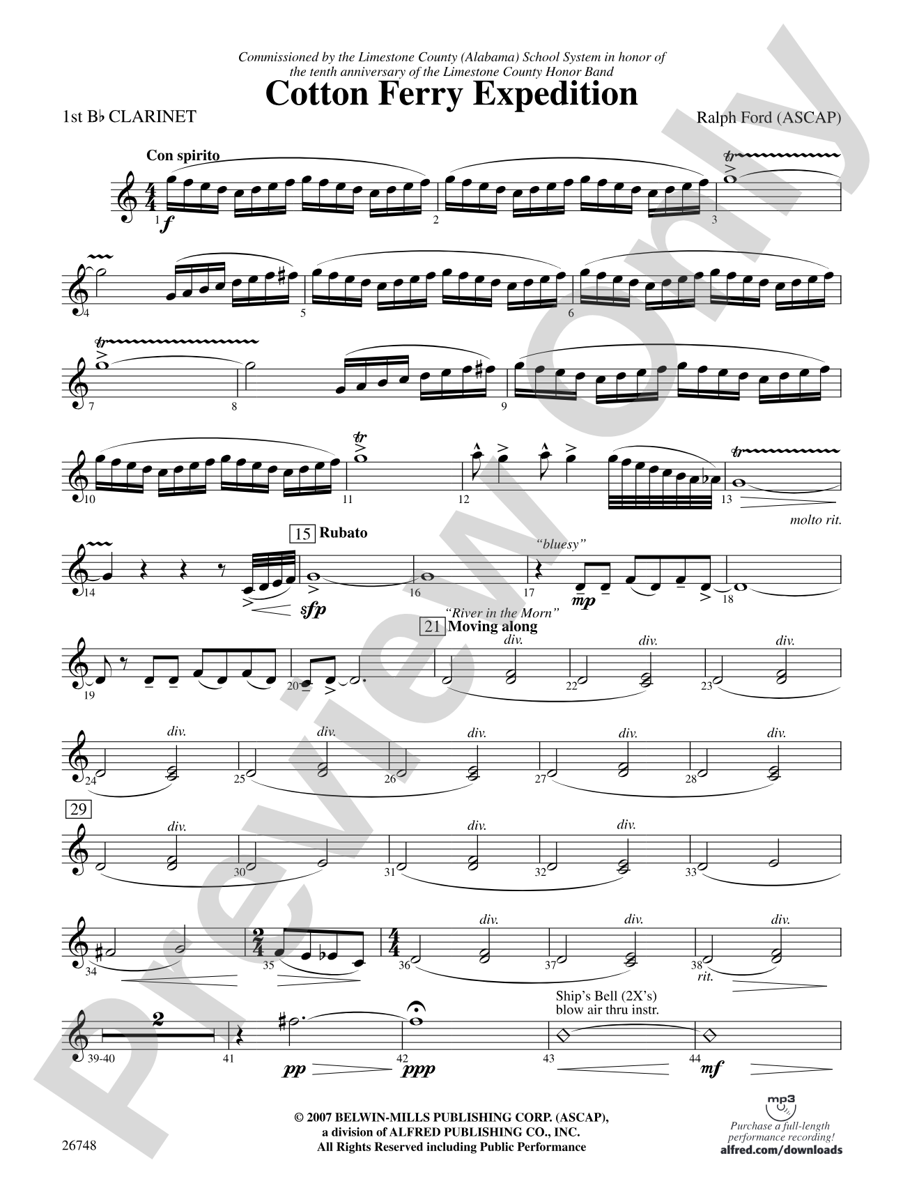 Cotton Ferry Expedition: 1st B-flat Clarinet
