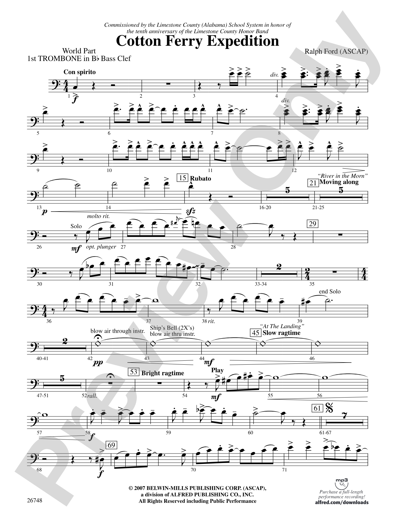 Cotton Ferry Expedition: (wp) 1st B-flat Trombone B.C.