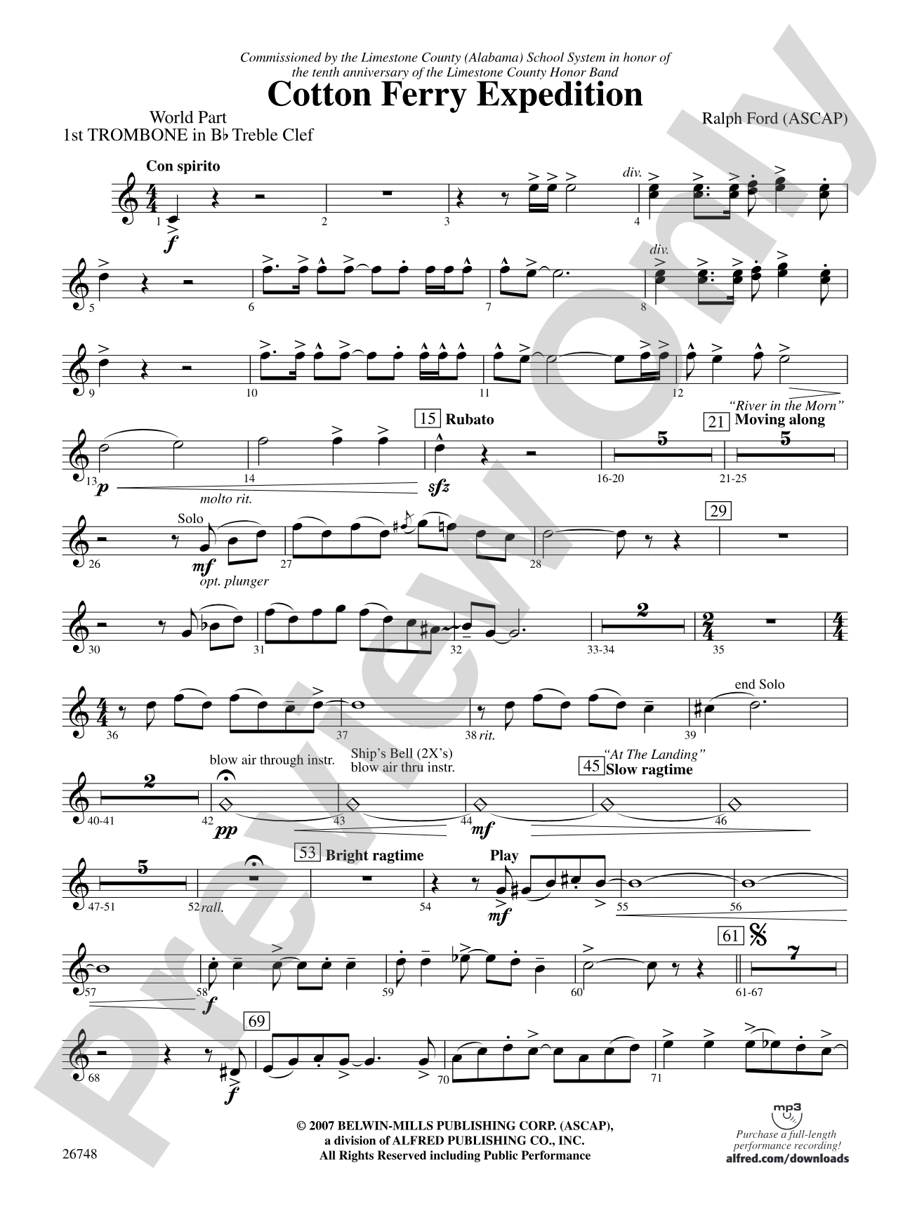 Cotton Ferry Expedition: (wp) 1st B-flat Trombone T.C.