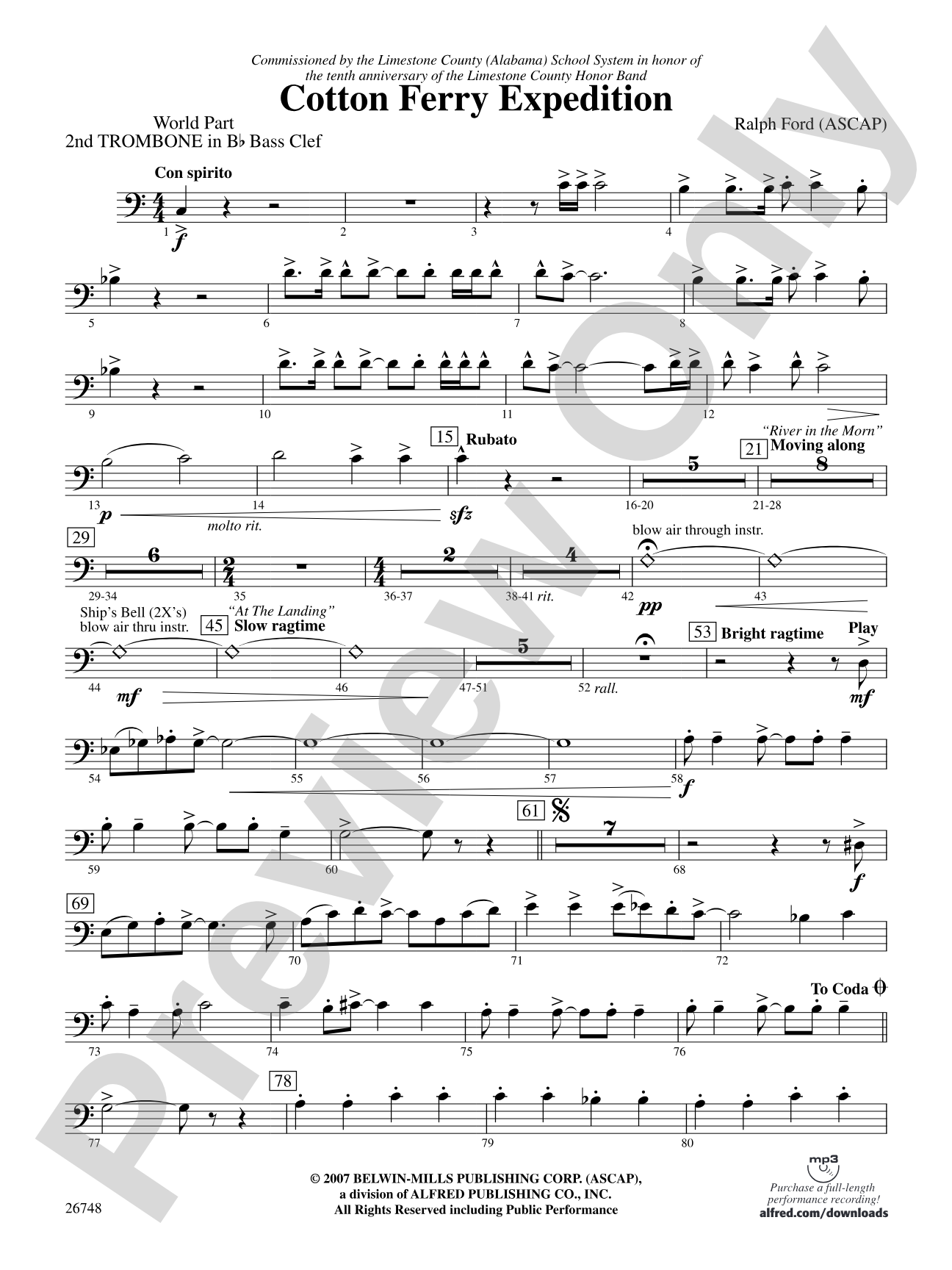 Cotton Ferry Expedition: (wp) 2nd B-flat Trombone B.C.