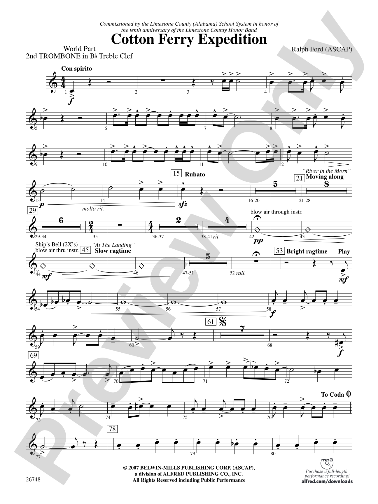 Cotton Ferry Expedition: (wp) 2nd B-flat Trombone T.C.