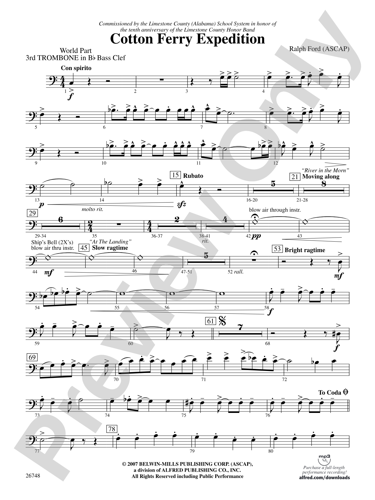 Cotton Ferry Expedition: (wp) 3rd B-flat Trombone B.C.