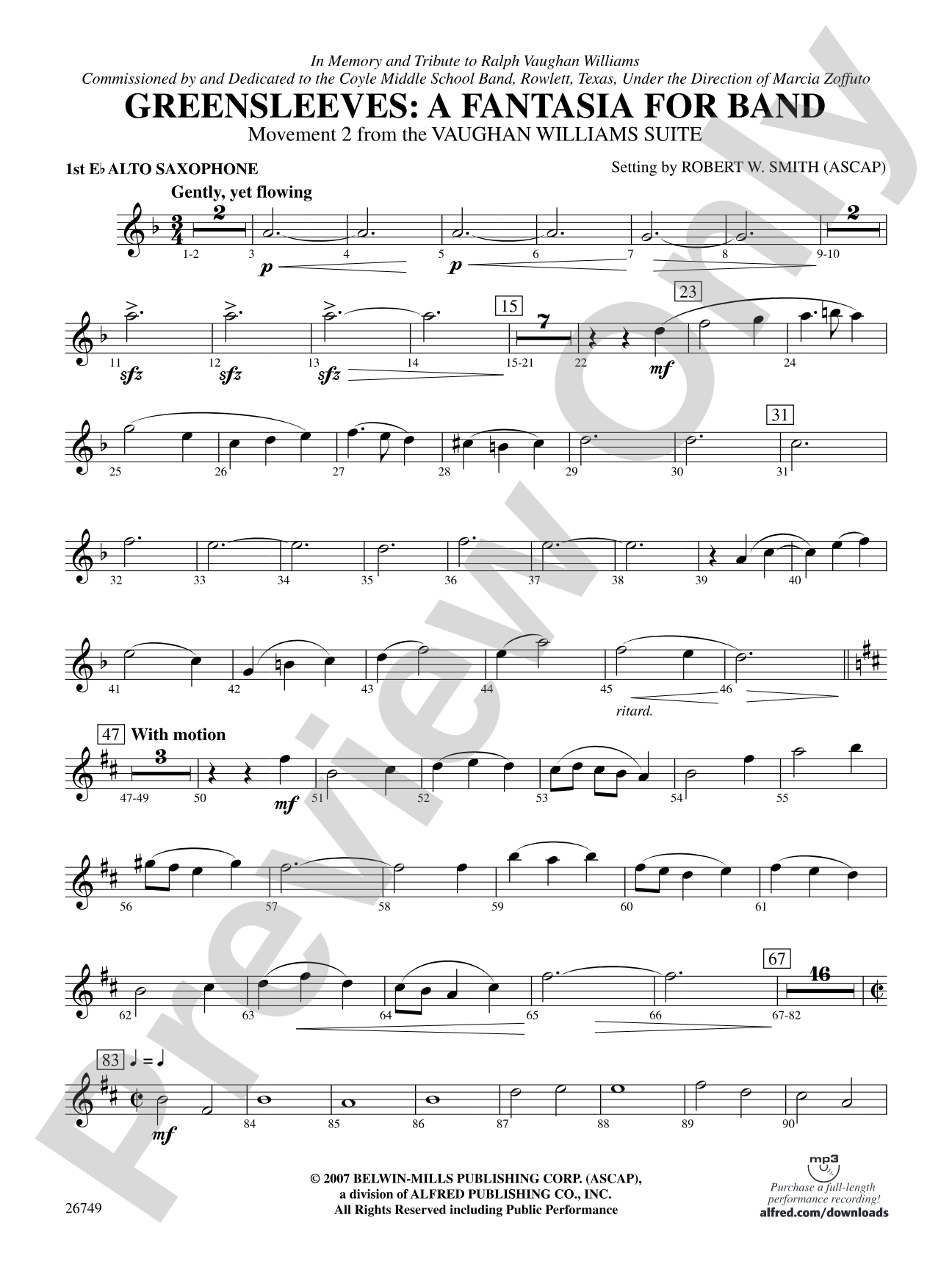 Greensleeves: A Fantasia for Band: E-flat Alto Saxophone