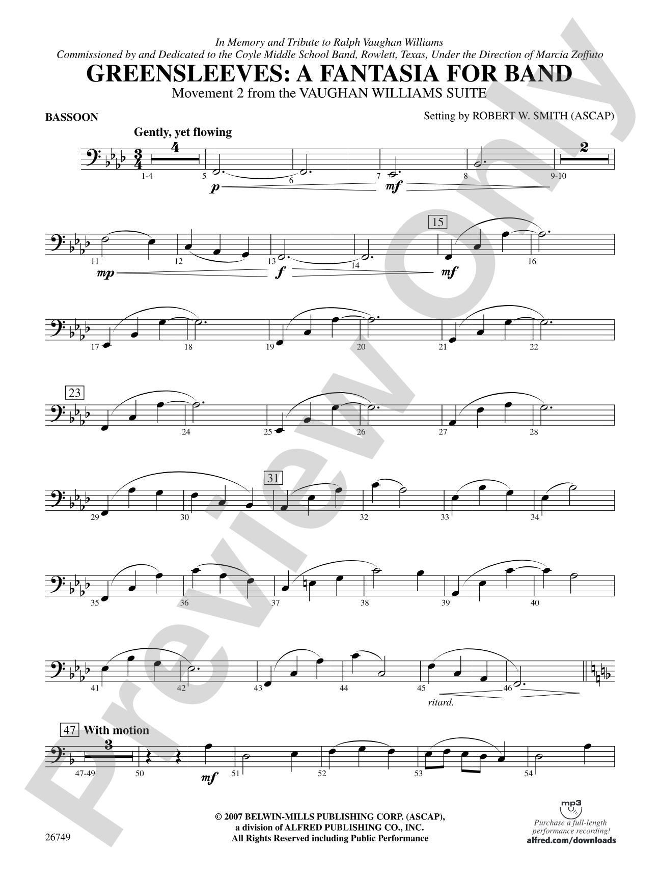 Greensleeves: A Fantasia for Band: Bassoon