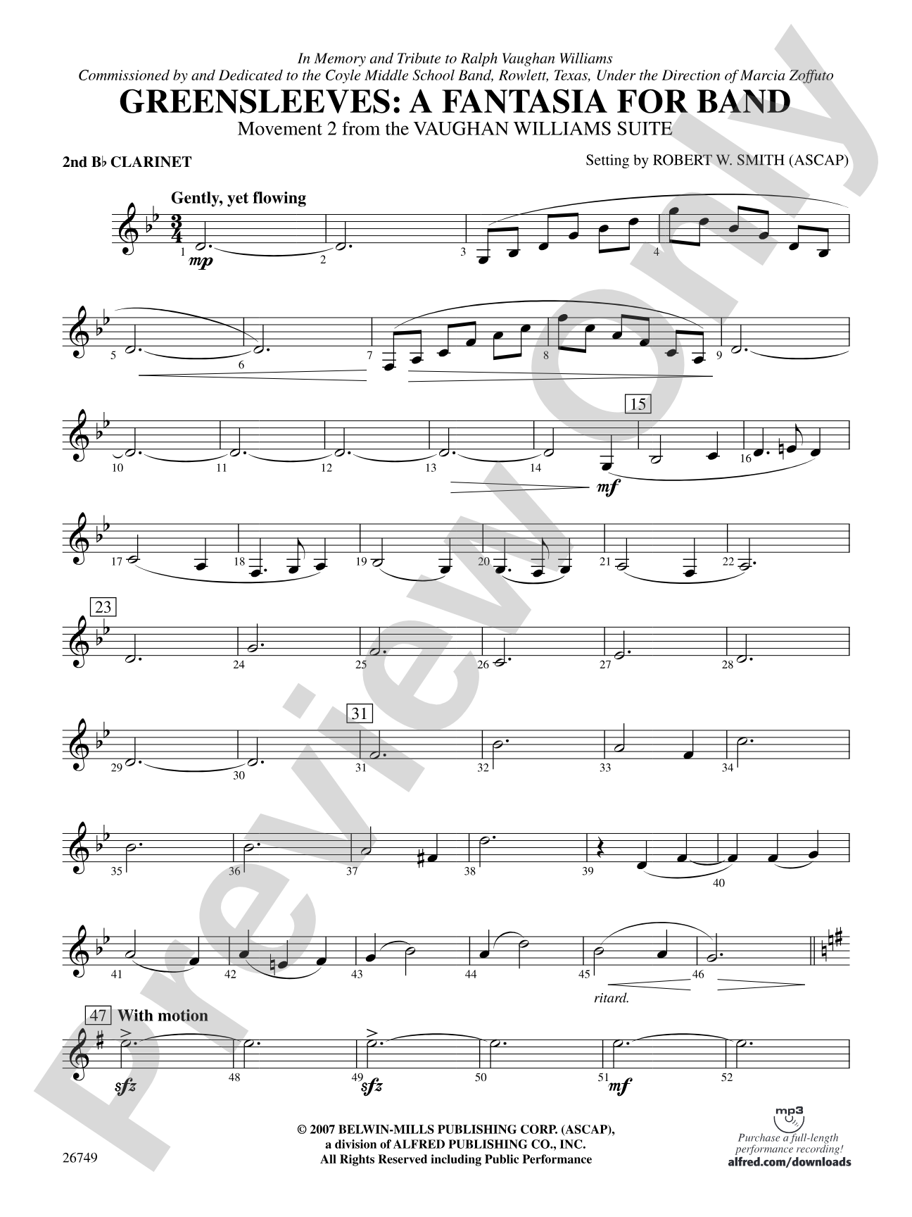 Greensleeves: A Fantasia for Band: 2nd B-flat Clarinet